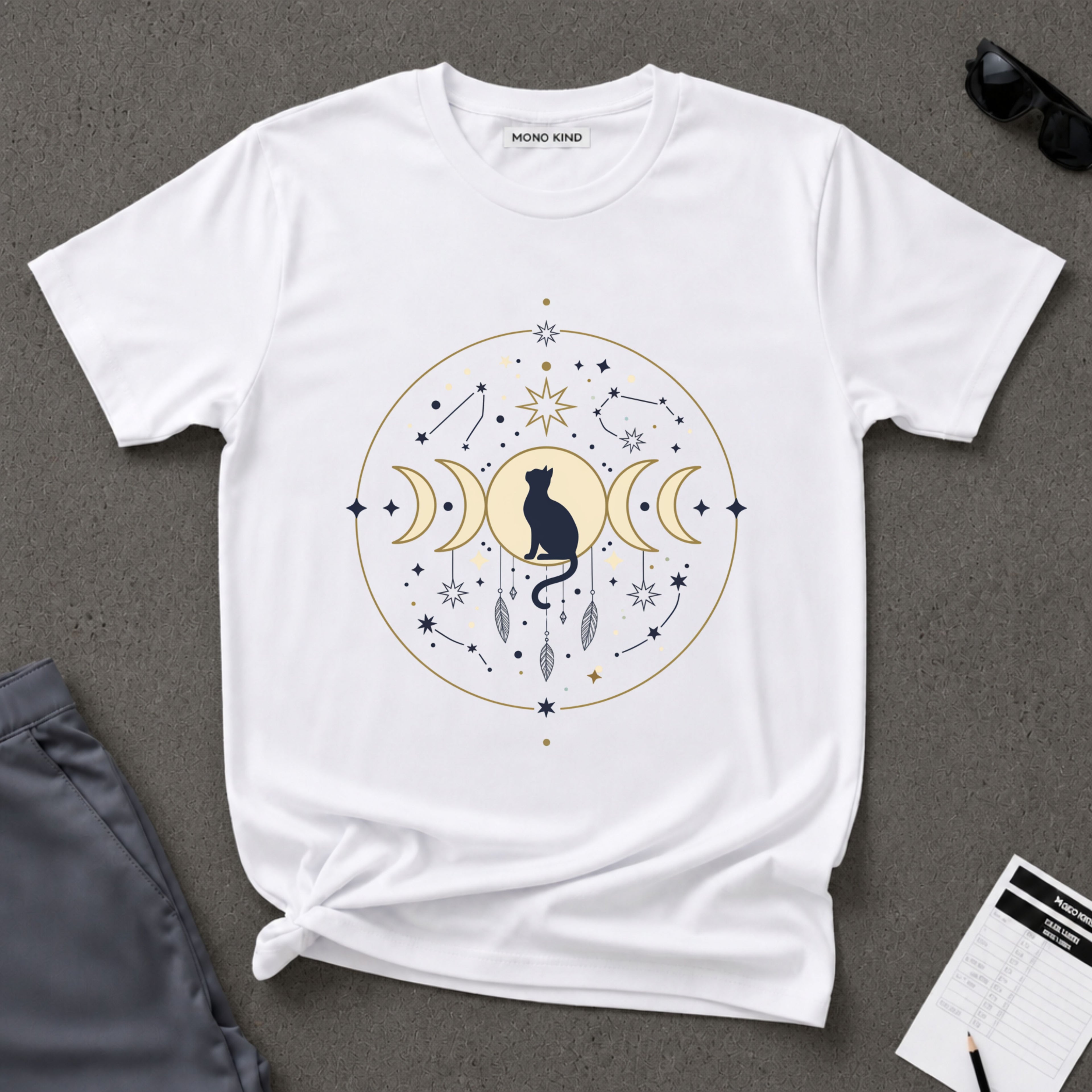 Celestial Cat Moon Phases T-Shirt