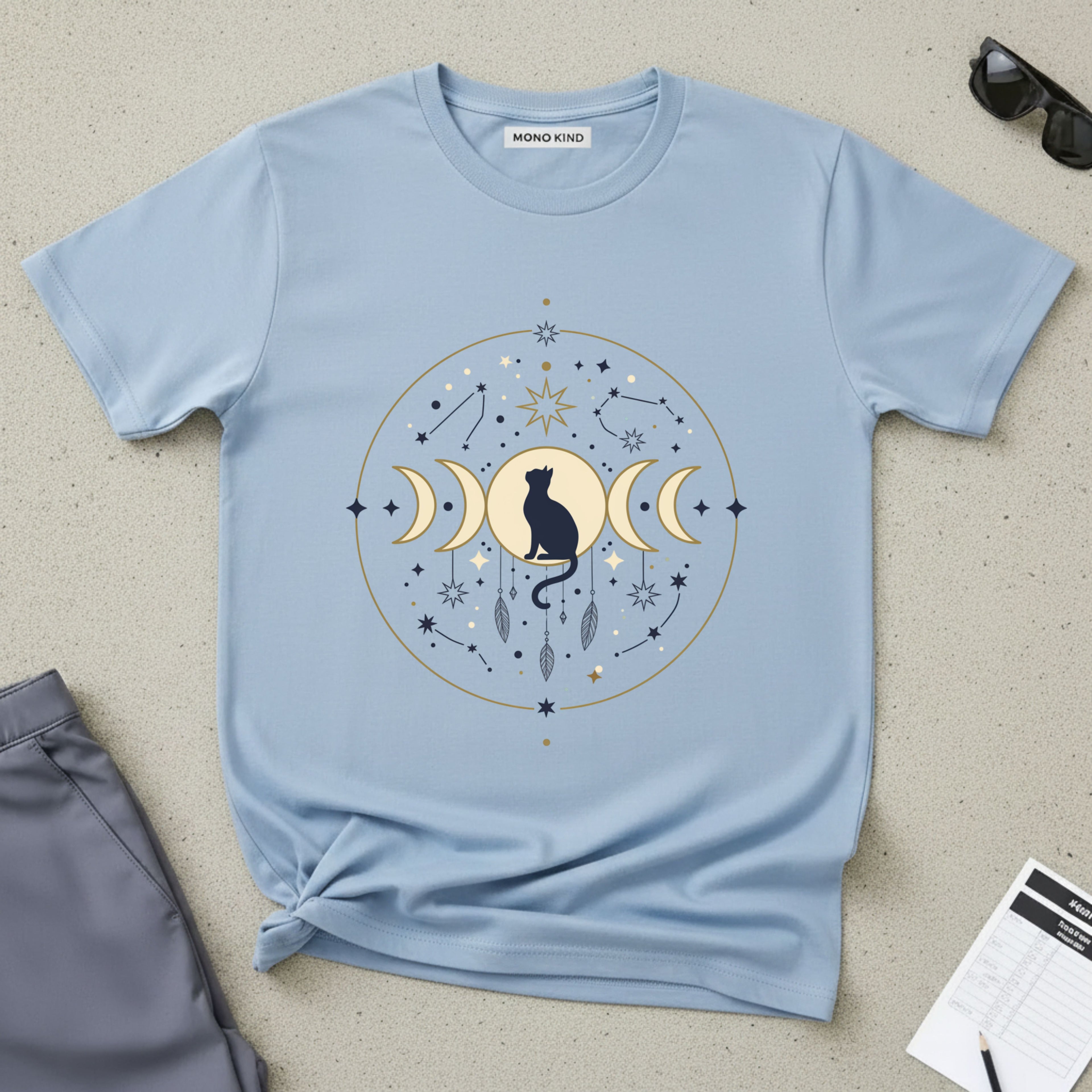 Celestial Cat Moon Phases T-Shirt