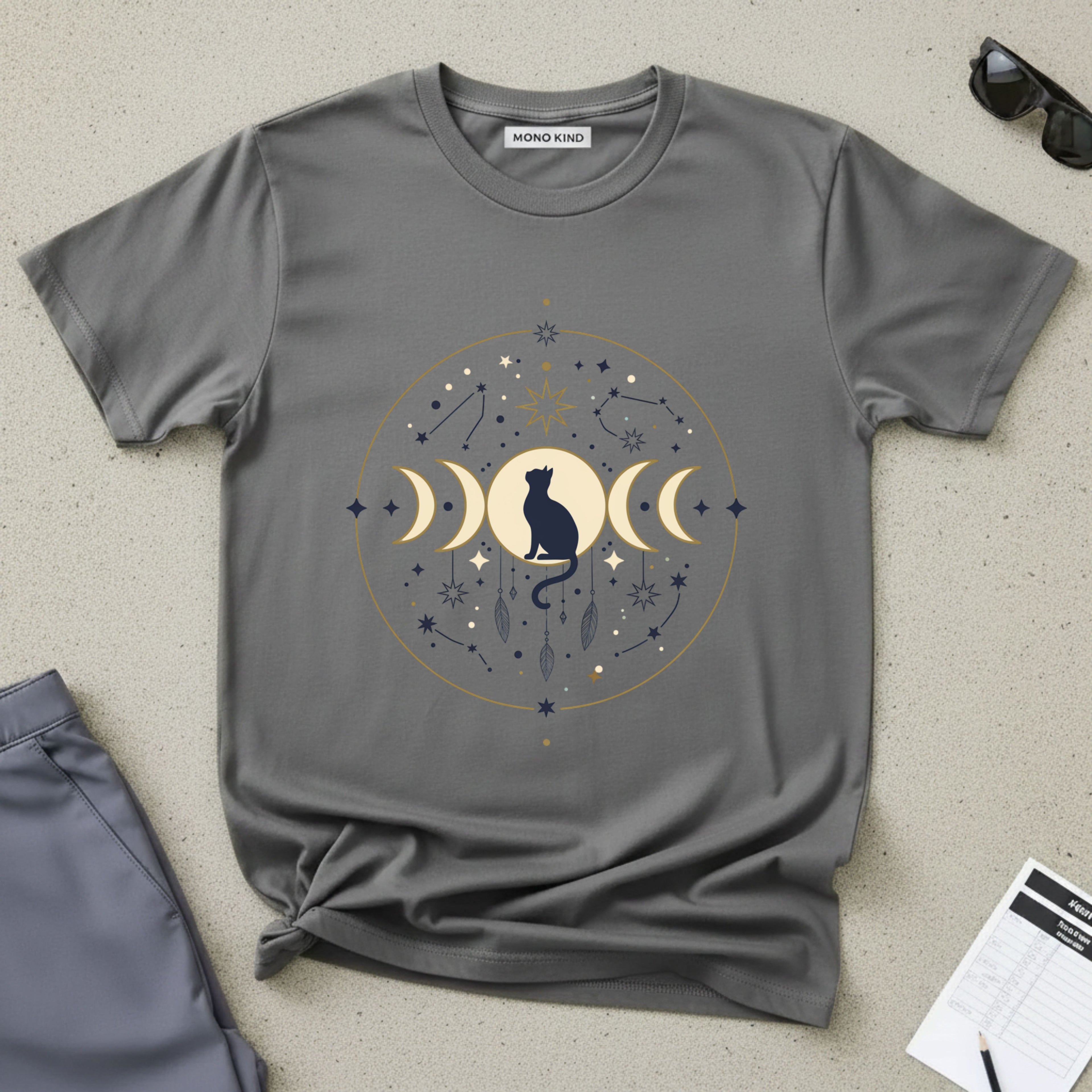 Celestial Cat Moon Phases T-Shirt
