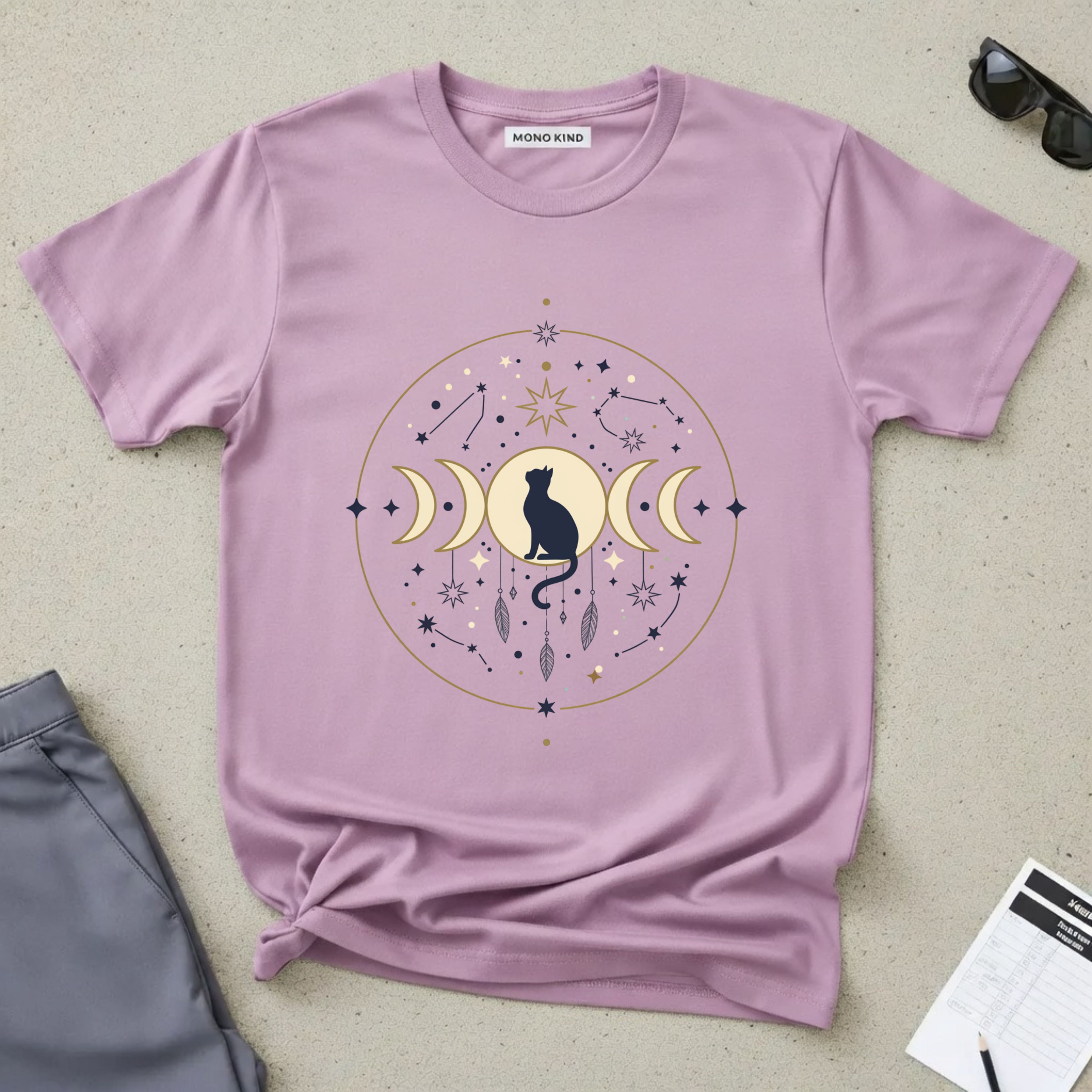 Celestial Cat Moon Phases T-Shirt