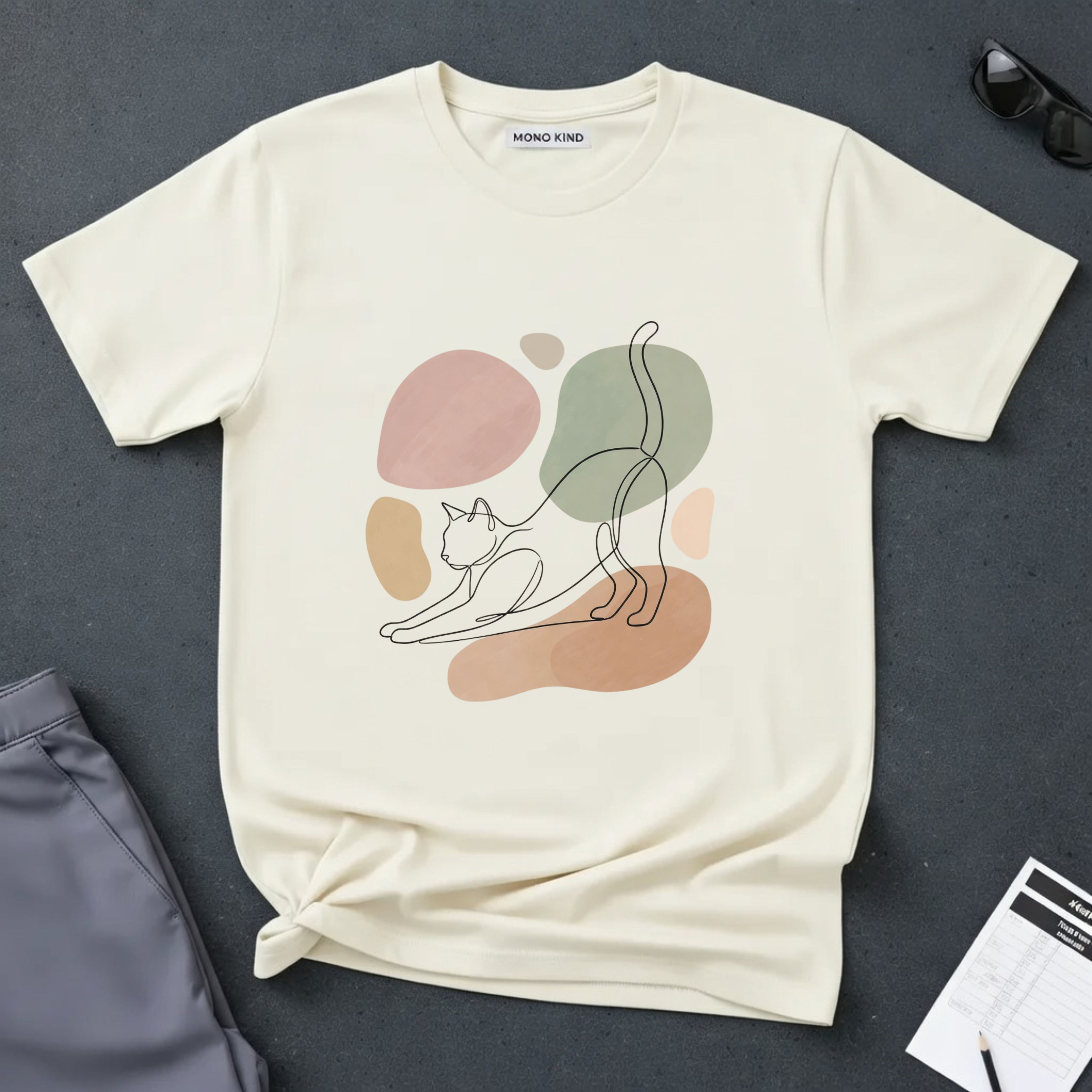 Cat Stretch Line Art T-Shirt