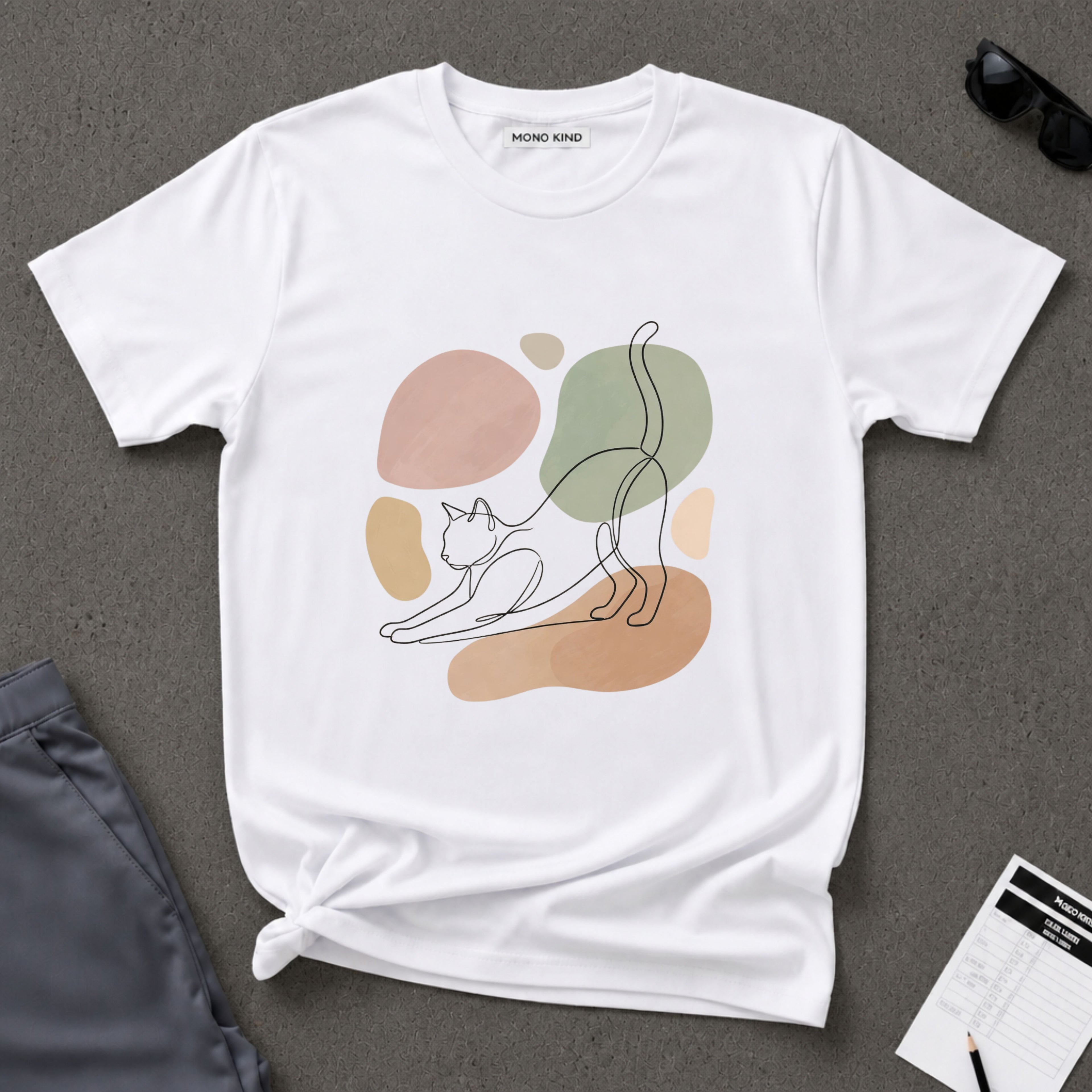 Cat Stretch Line Art T-Shirt