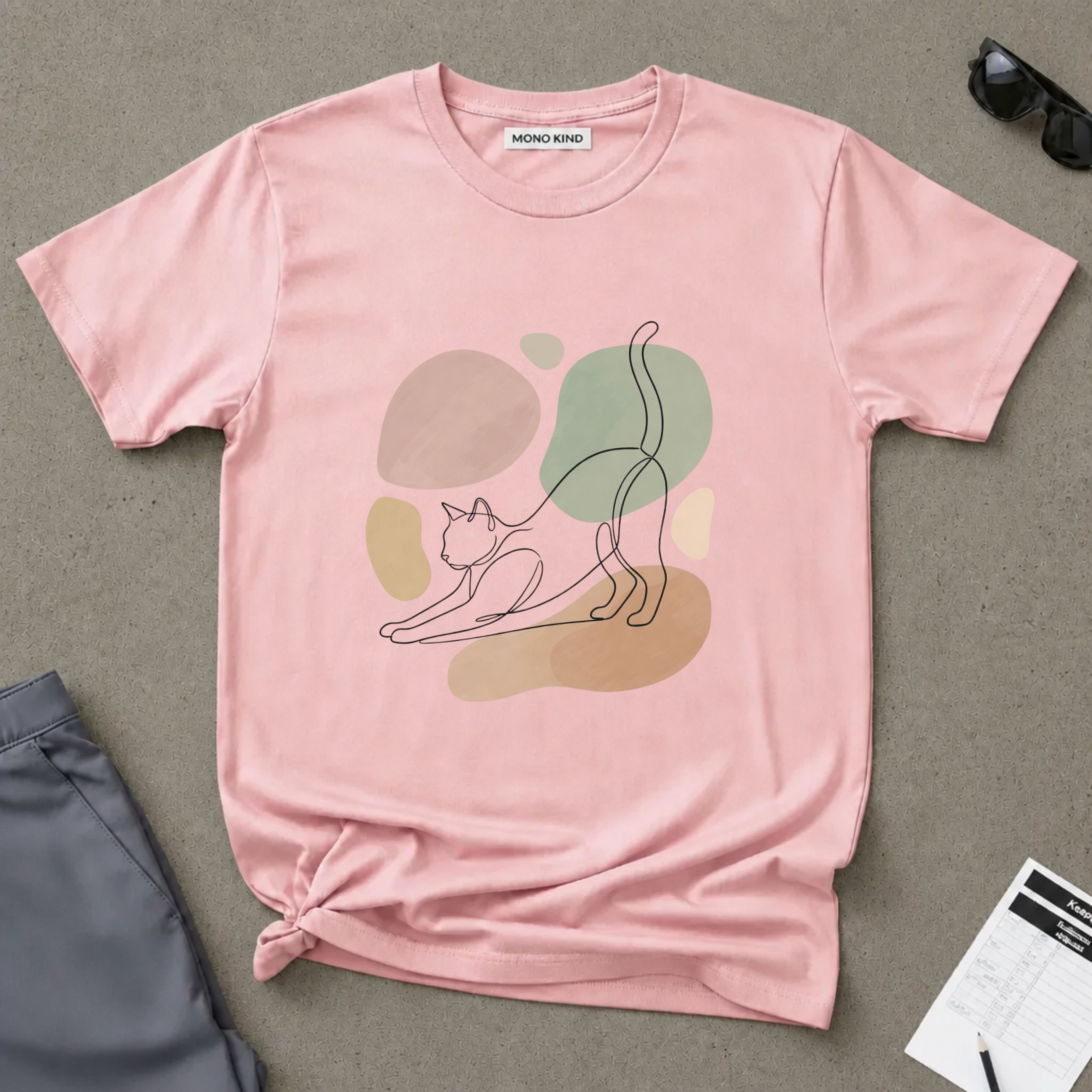 Cat Stretch Line Art T-Shirt