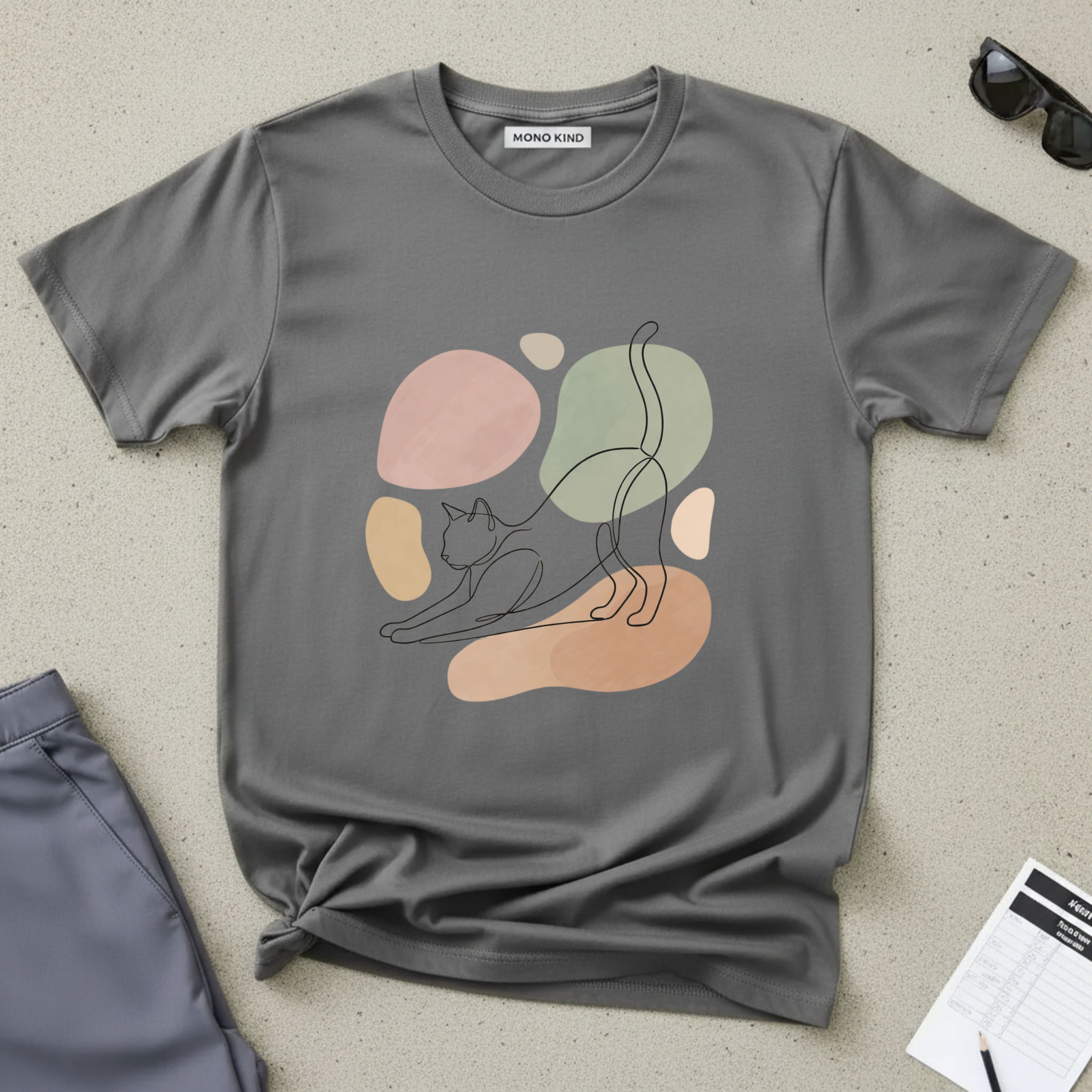 Cat Stretch Line Art T-Shirt