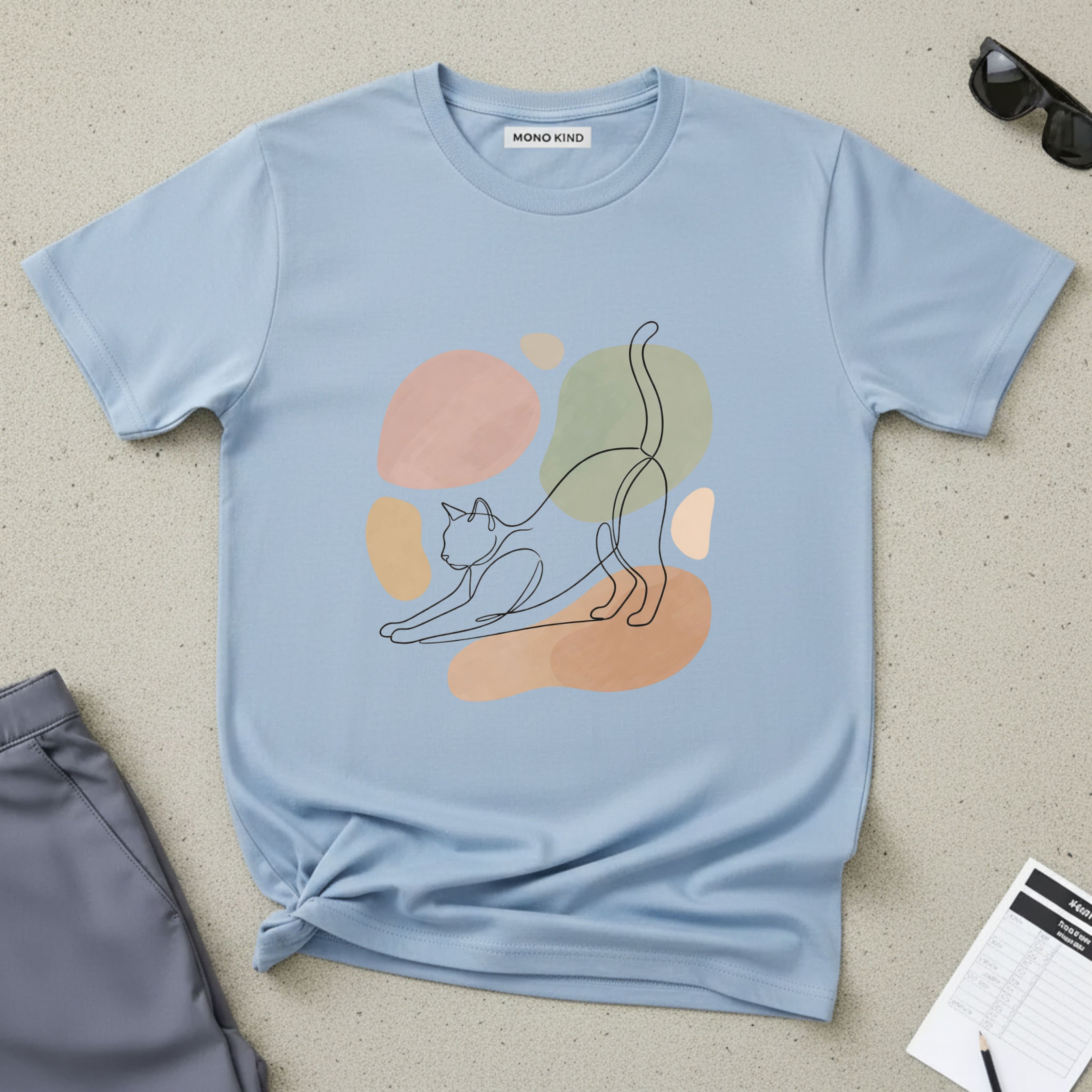 Cat Stretch Line Art T-Shirt