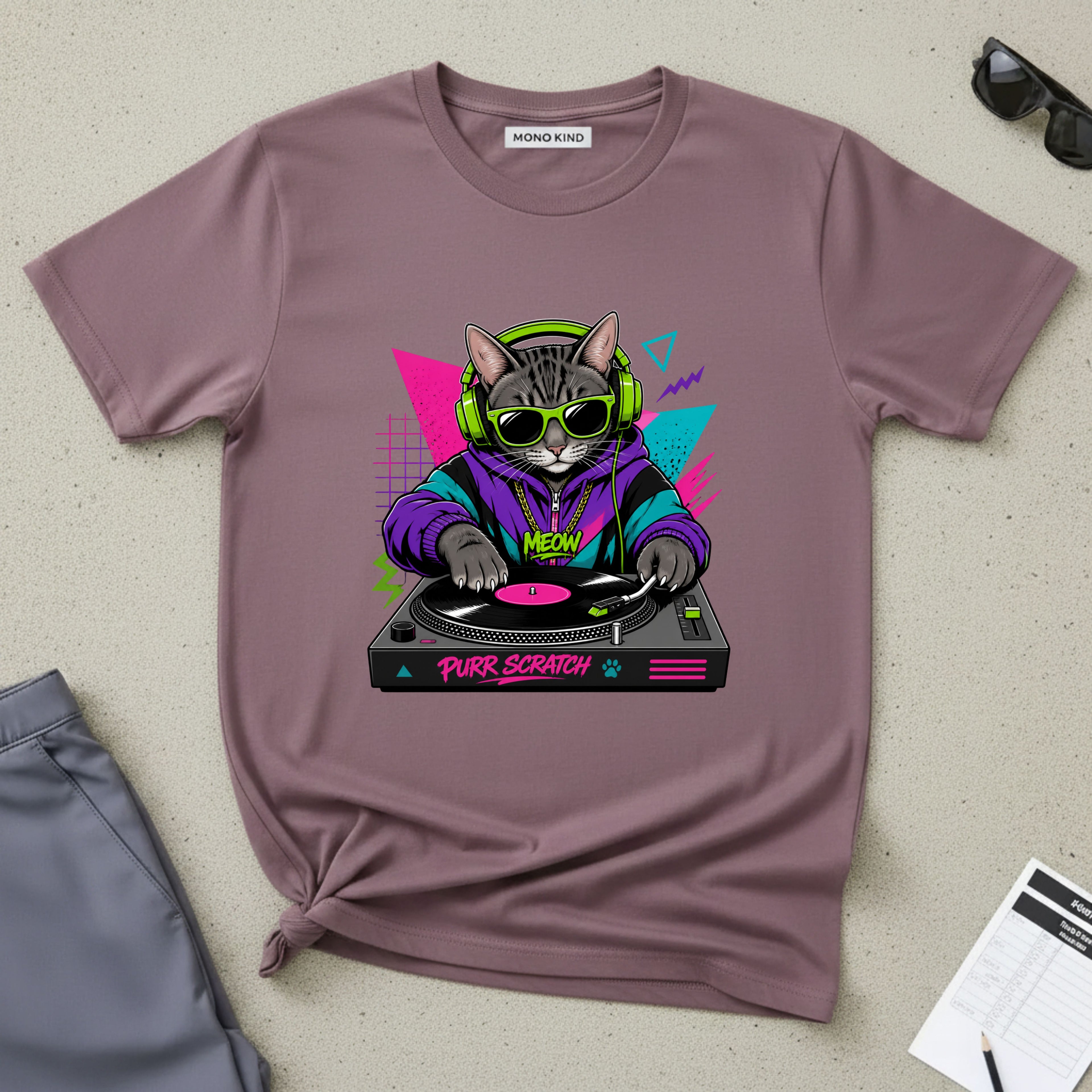 Purr Scratch DJ Cat T-Shirt