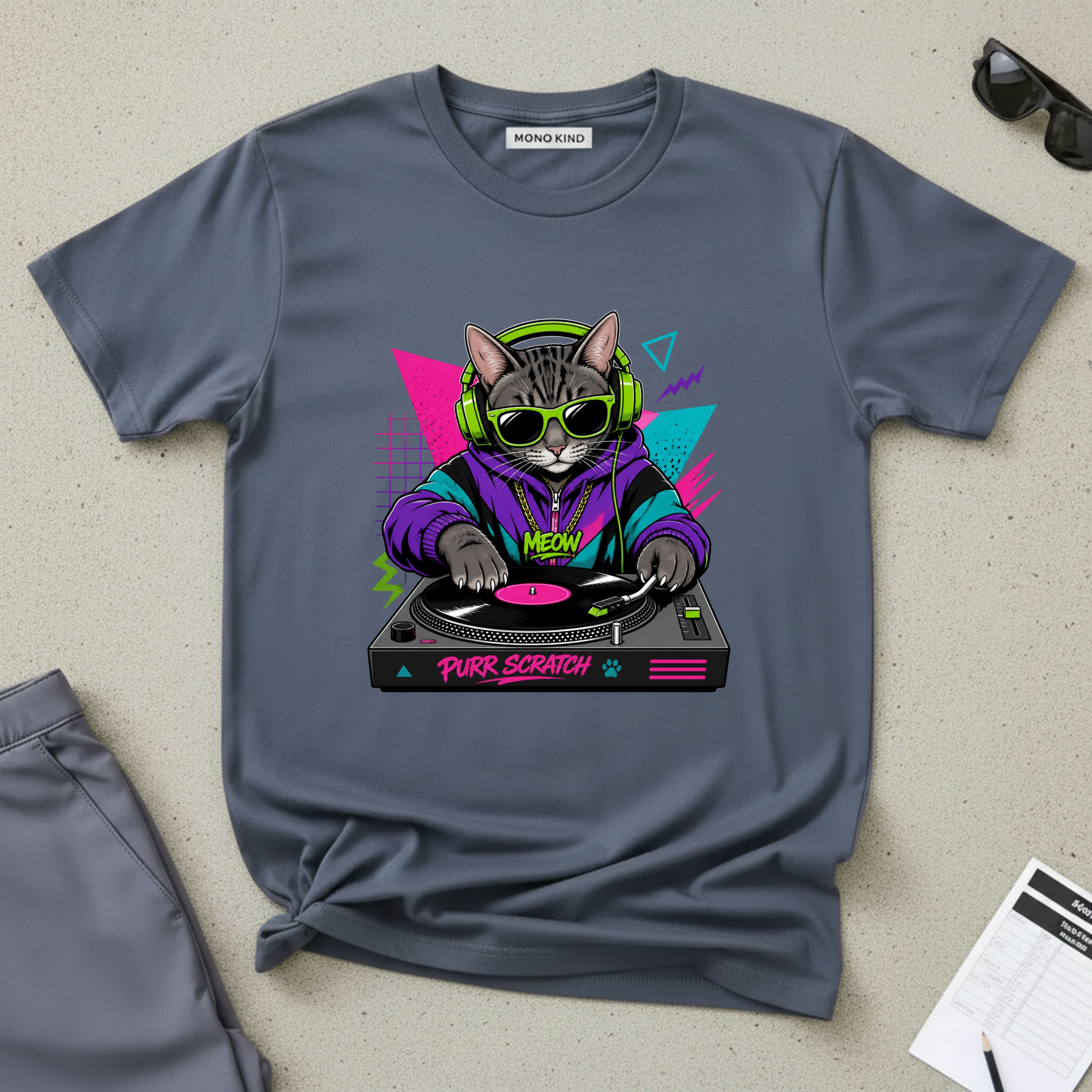 Purr Scratch DJ Cat T-Shirt