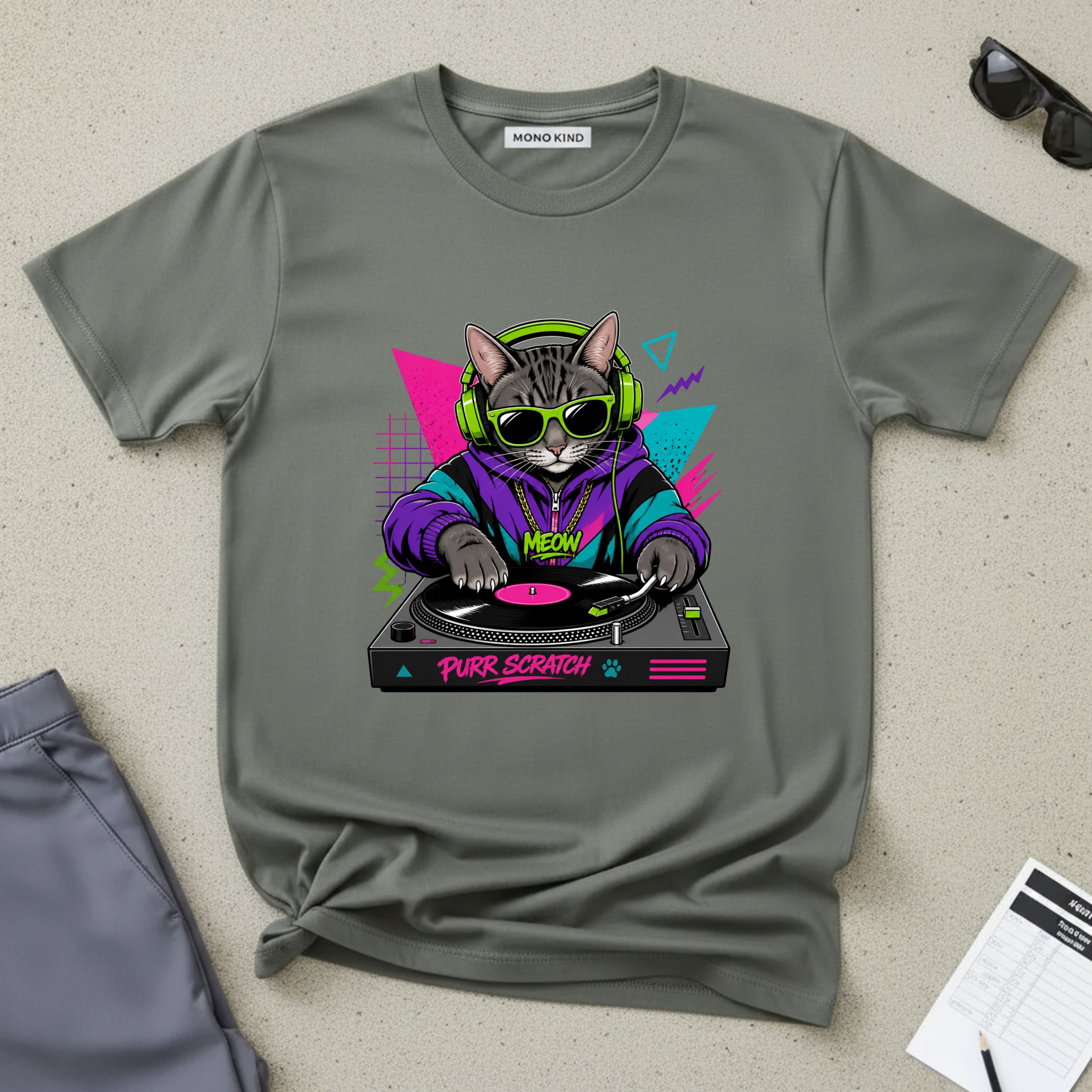 Purr Scratch DJ Cat T-Shirt