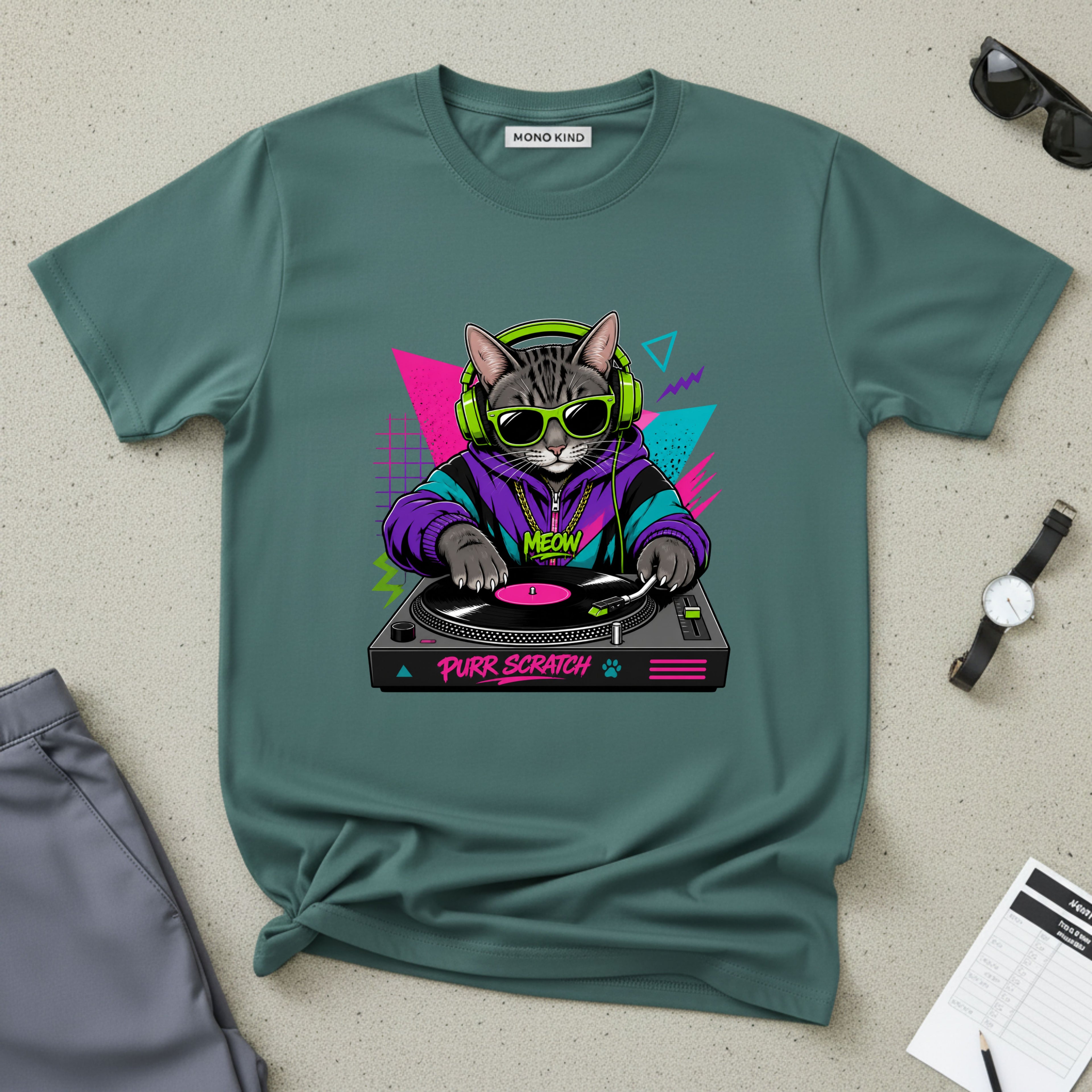 Purr Scratch DJ Cat T-Shirt