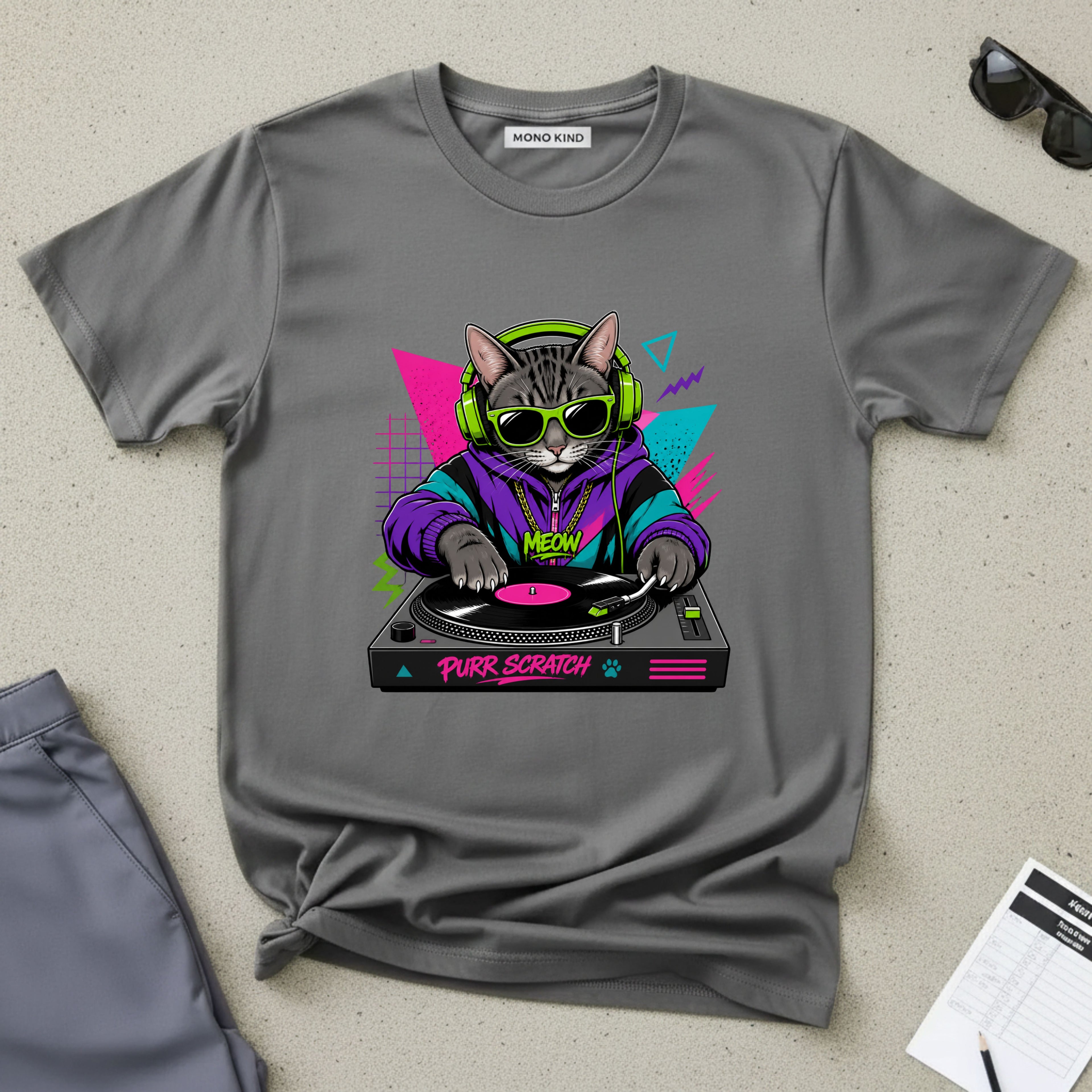 Purr Scratch DJ Cat T-Shirt