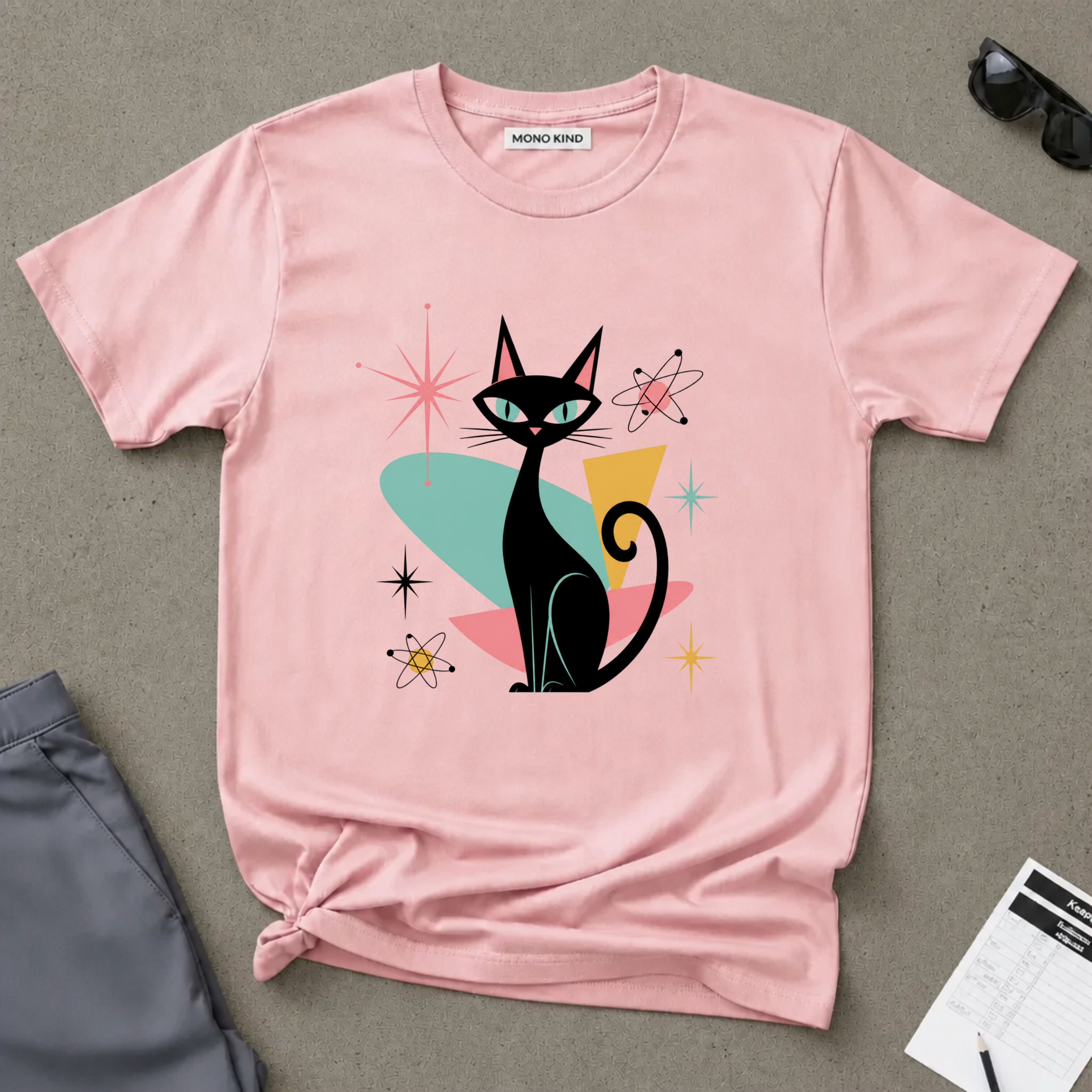 Retro Atomic Black Cat T-Shirt