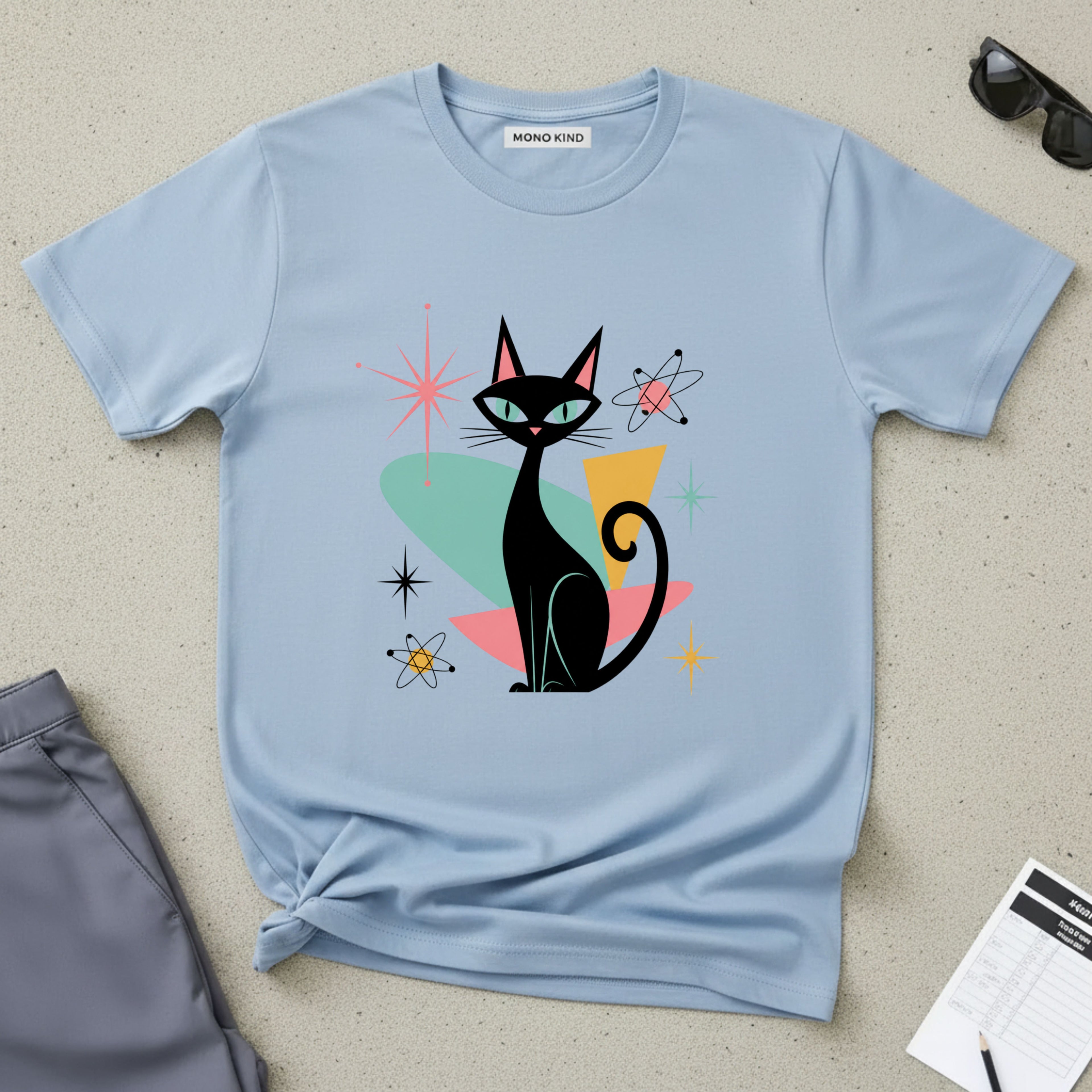 Retro Atomic Black Cat T-Shirt