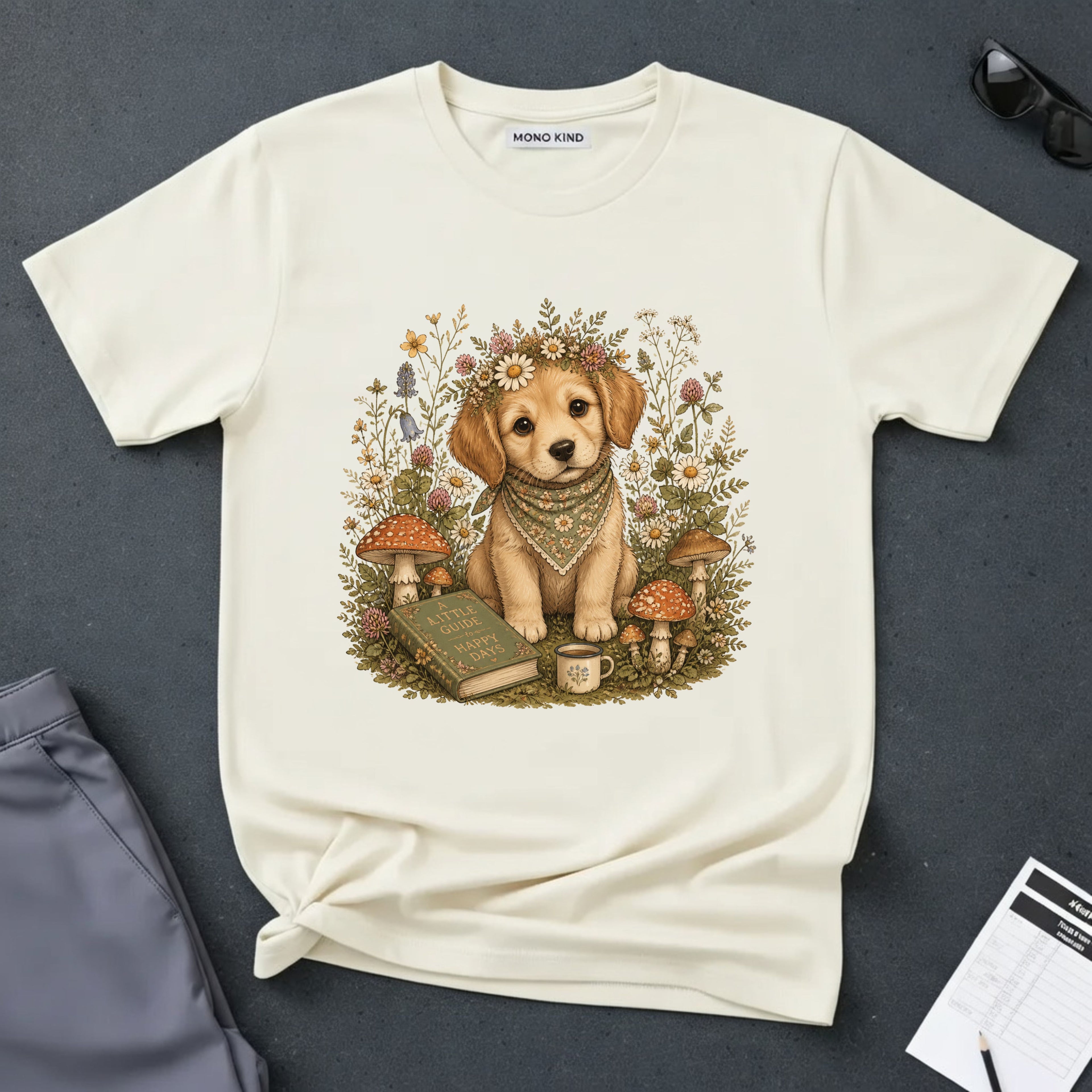 Cute Puppy & Mushrooms T-Shirt