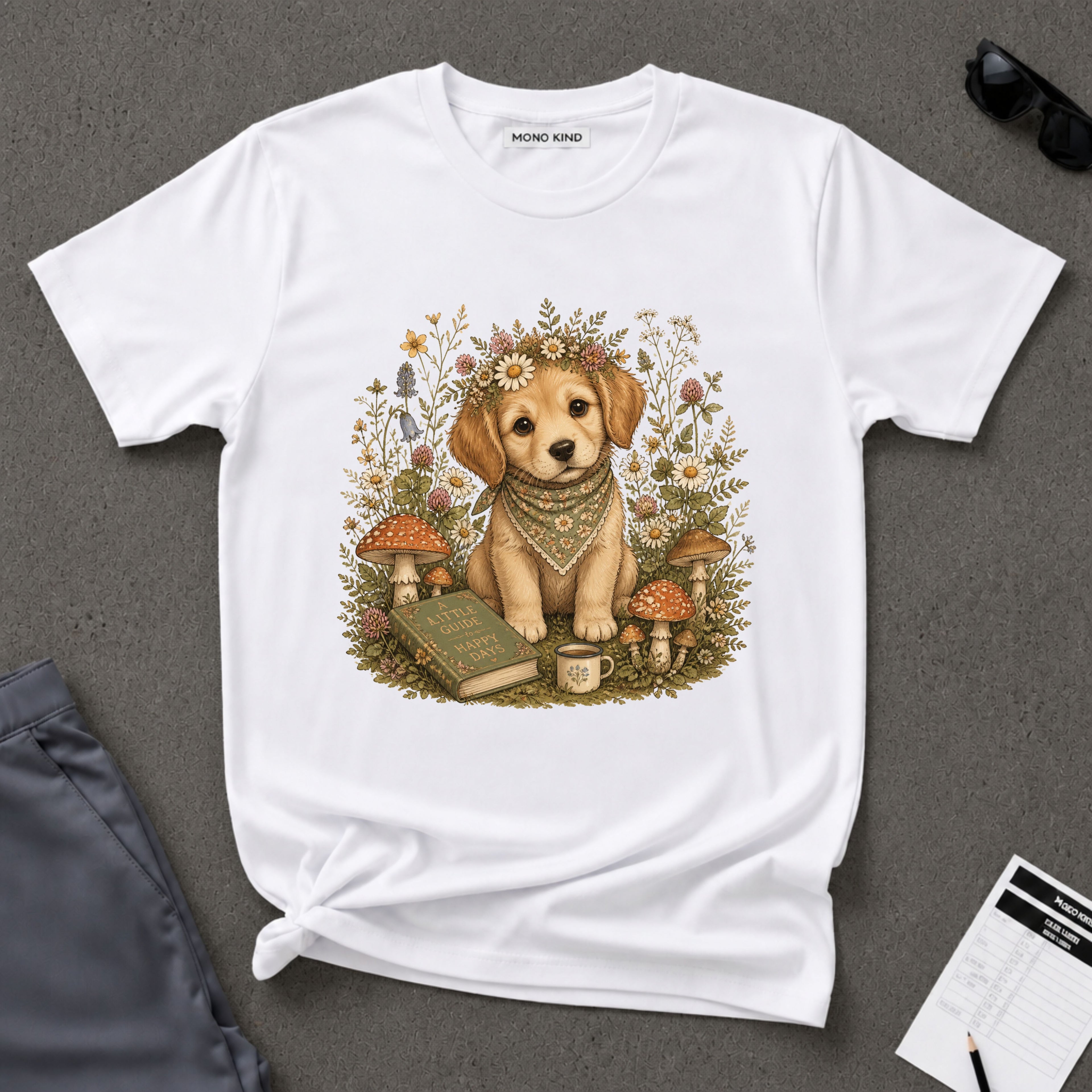 Cute Puppy & Mushrooms T-Shirt