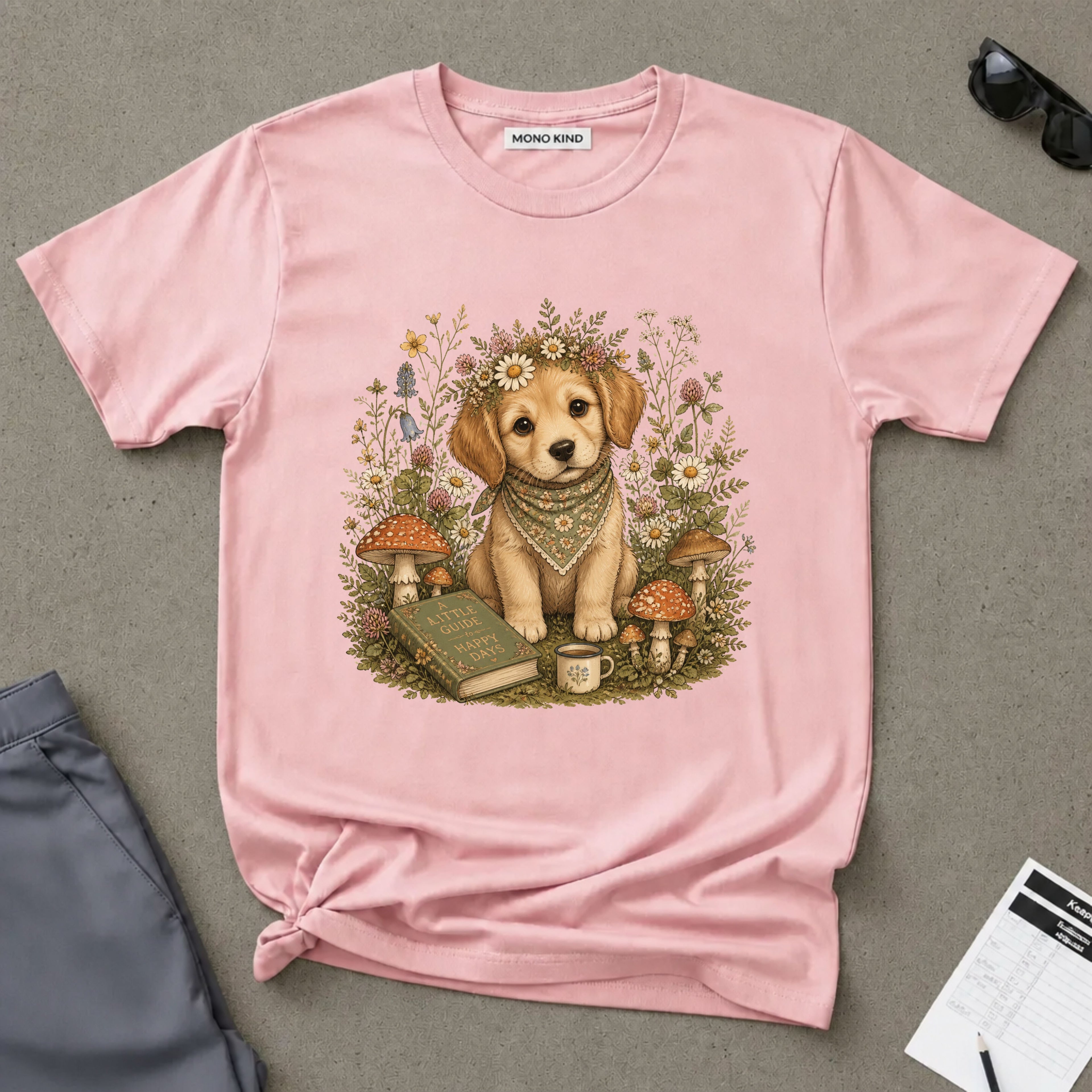 Cute Puppy & Mushrooms T-Shirt