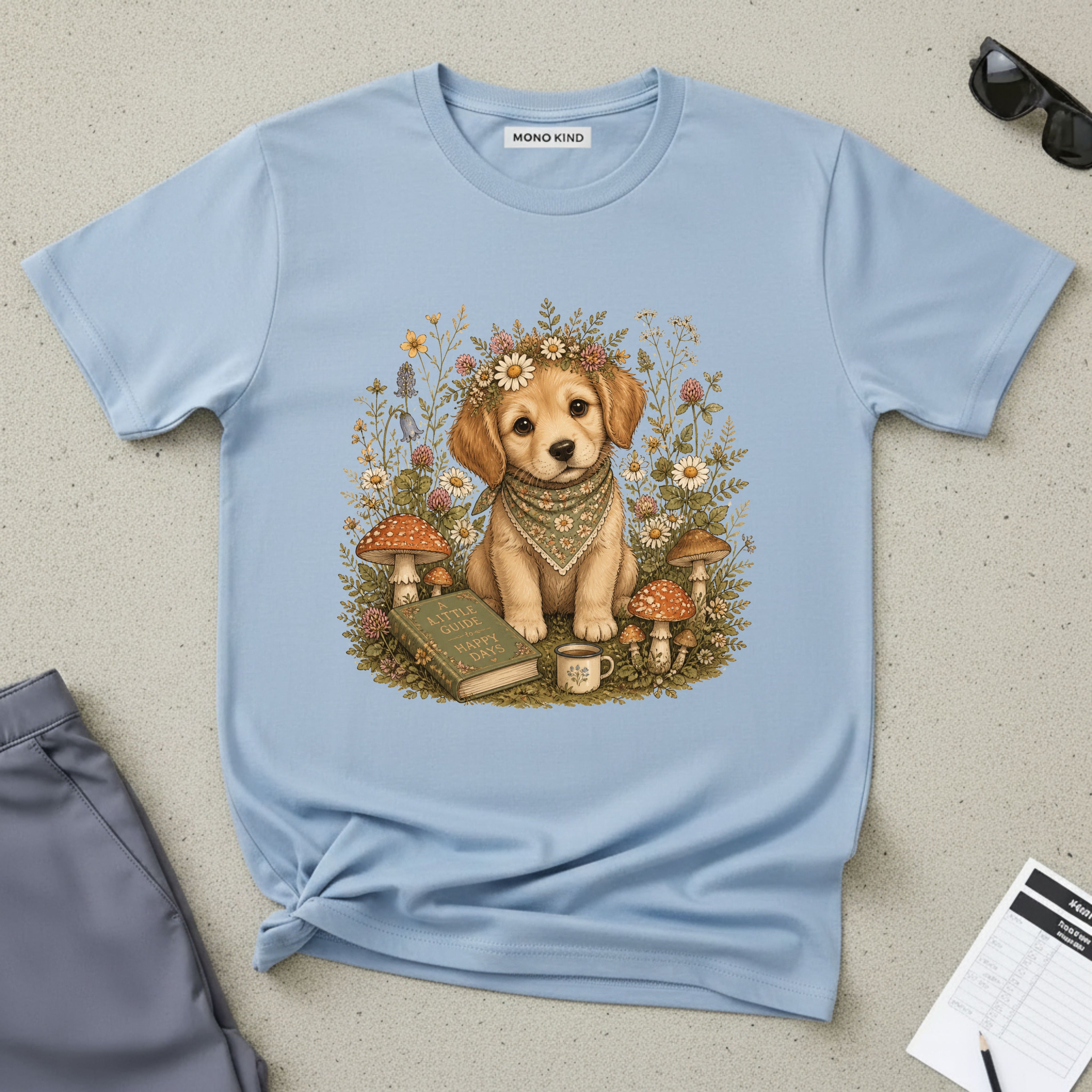 Cute Puppy & Mushrooms T-Shirt