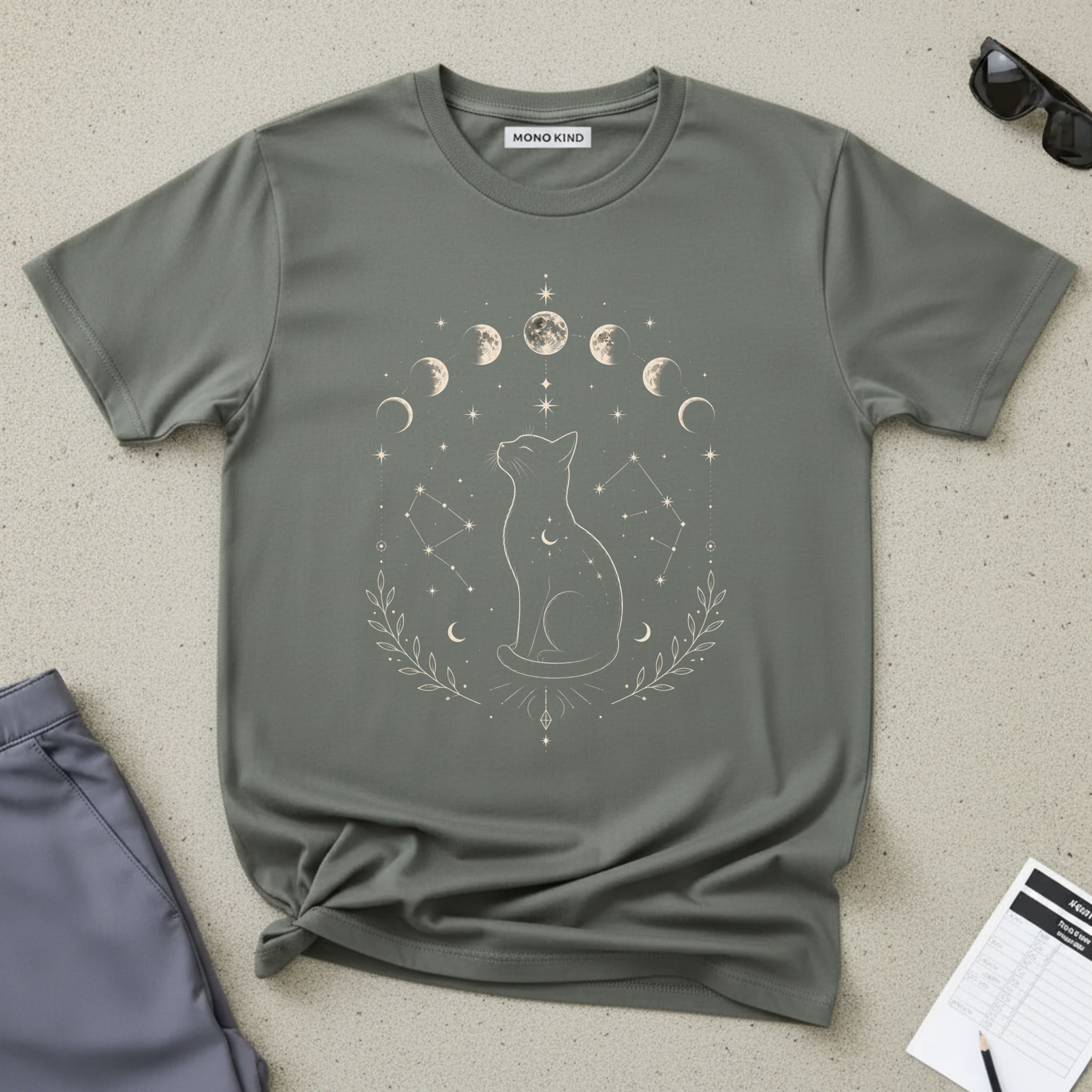 Moon Phases Cat T-Shirt