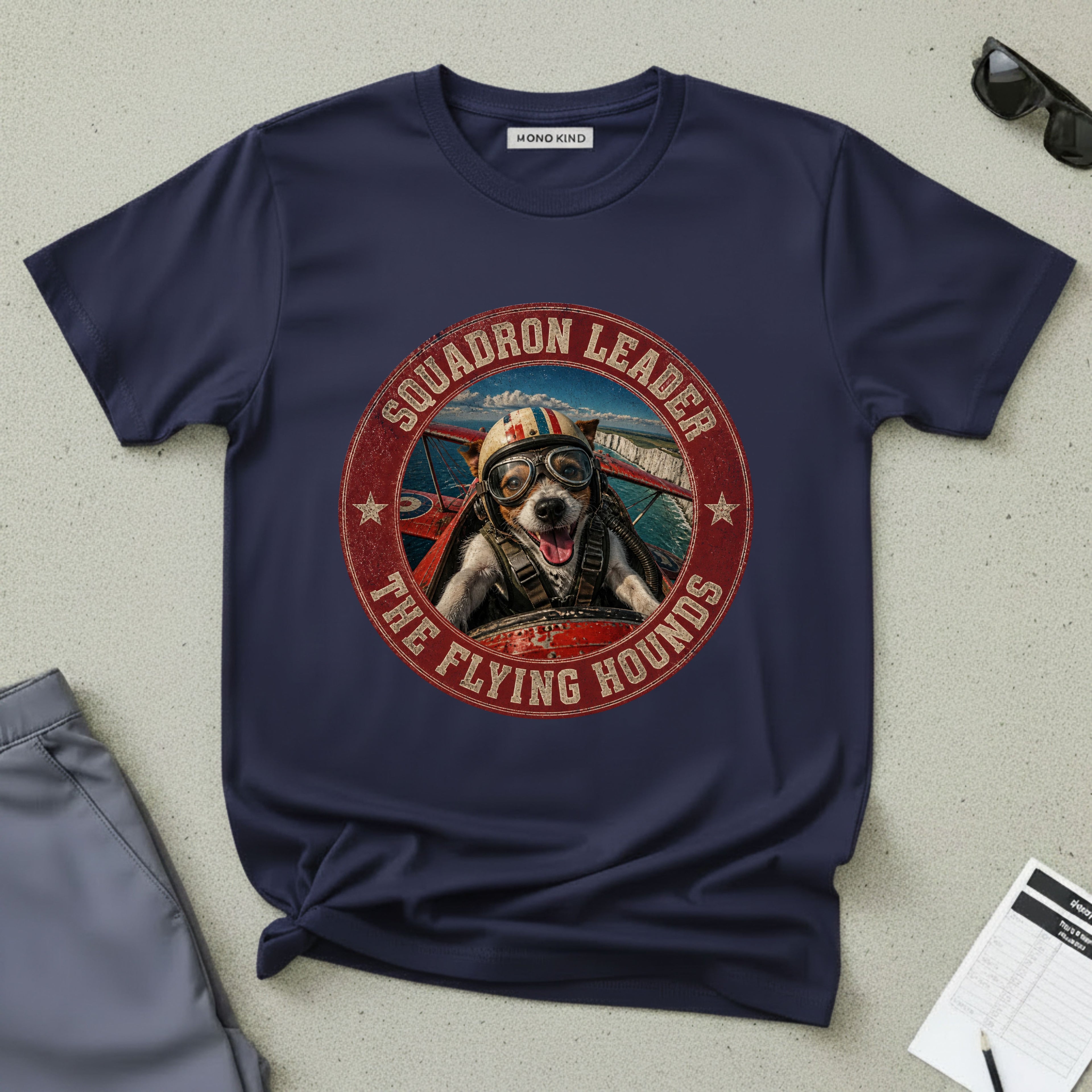 Vintage Pilot Dog Graphic T-Shirt