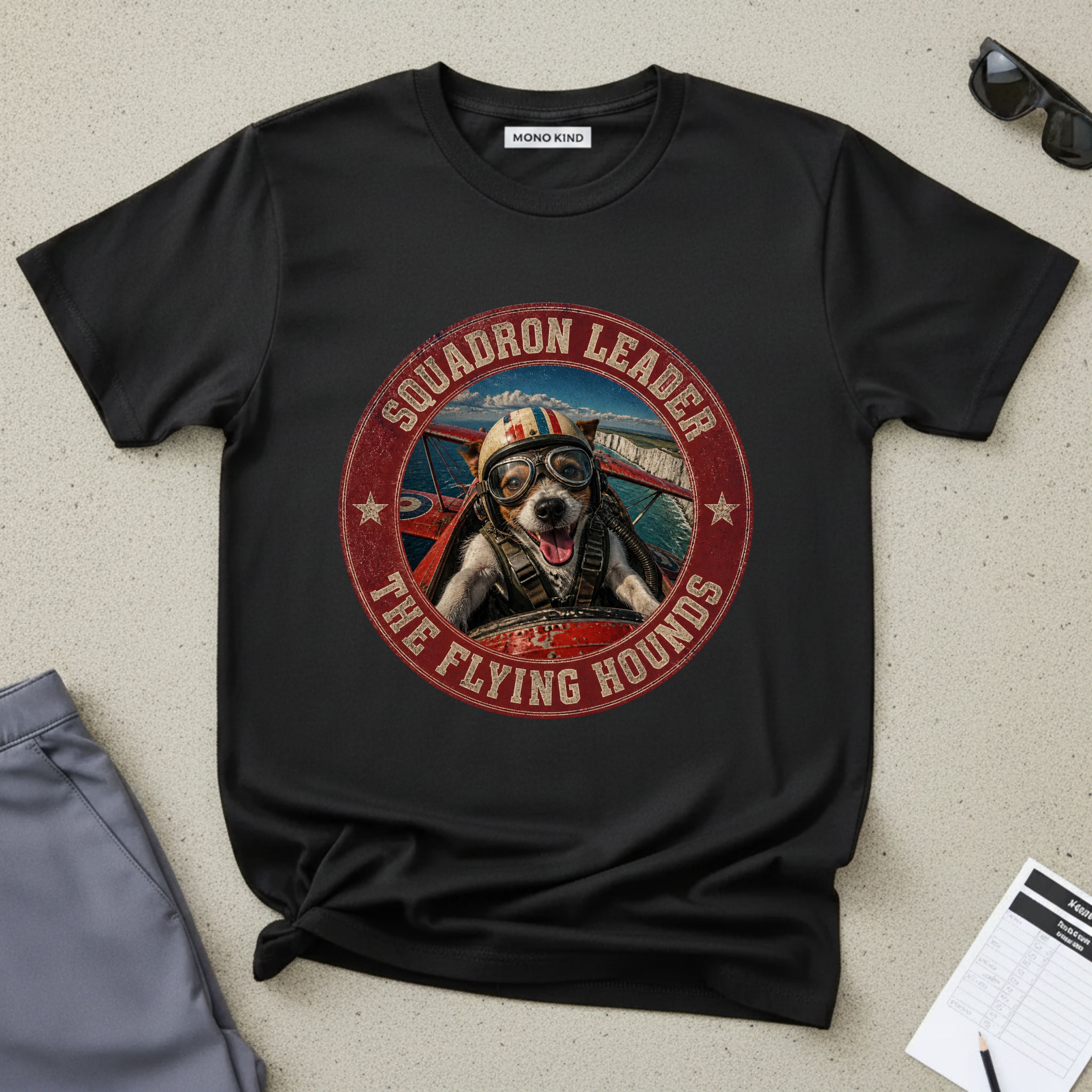 Vintage Pilot Dog Graphic T-Shirt