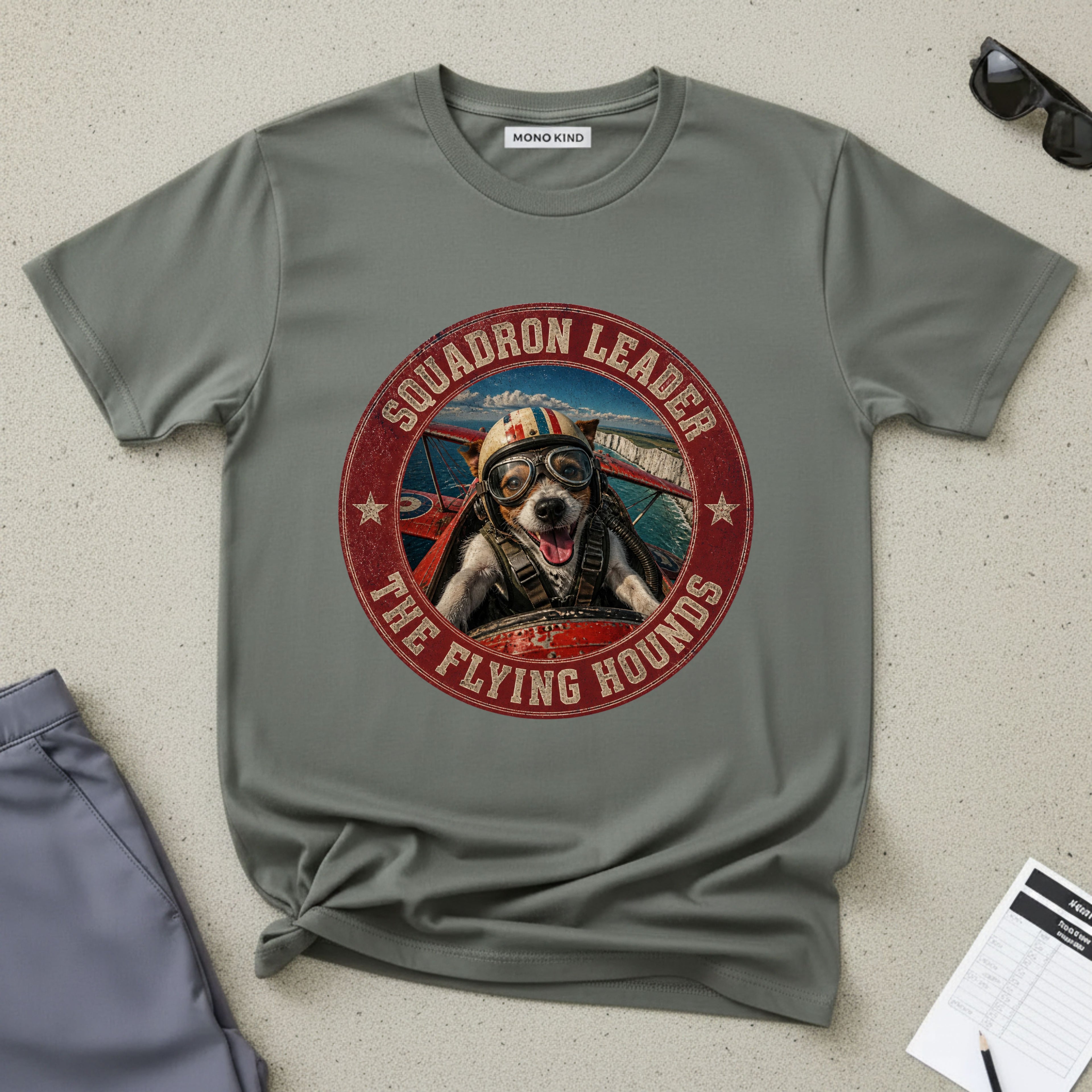Vintage Pilot Dog Graphic T-Shirt