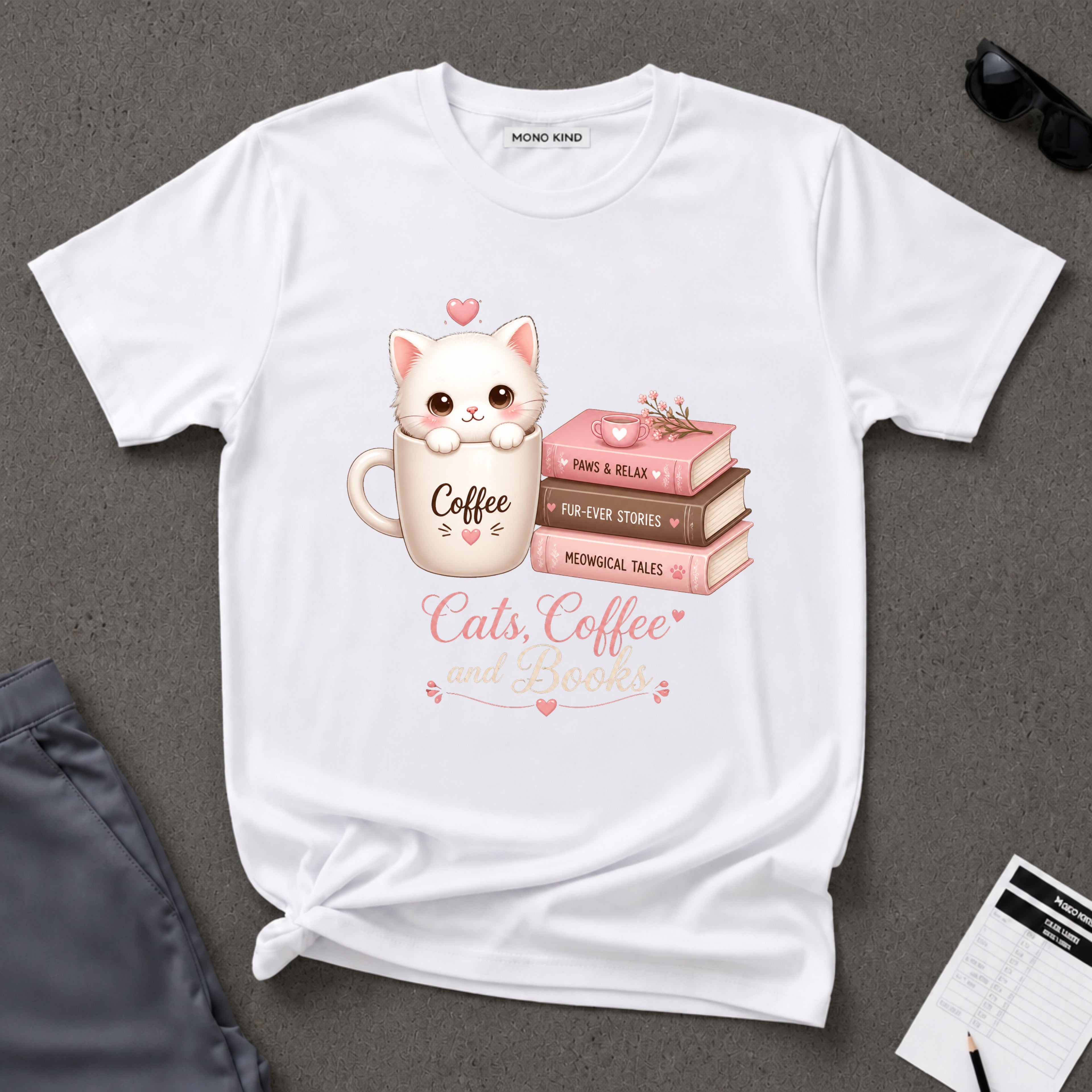 Cats, Coffee & Books T-Shirt