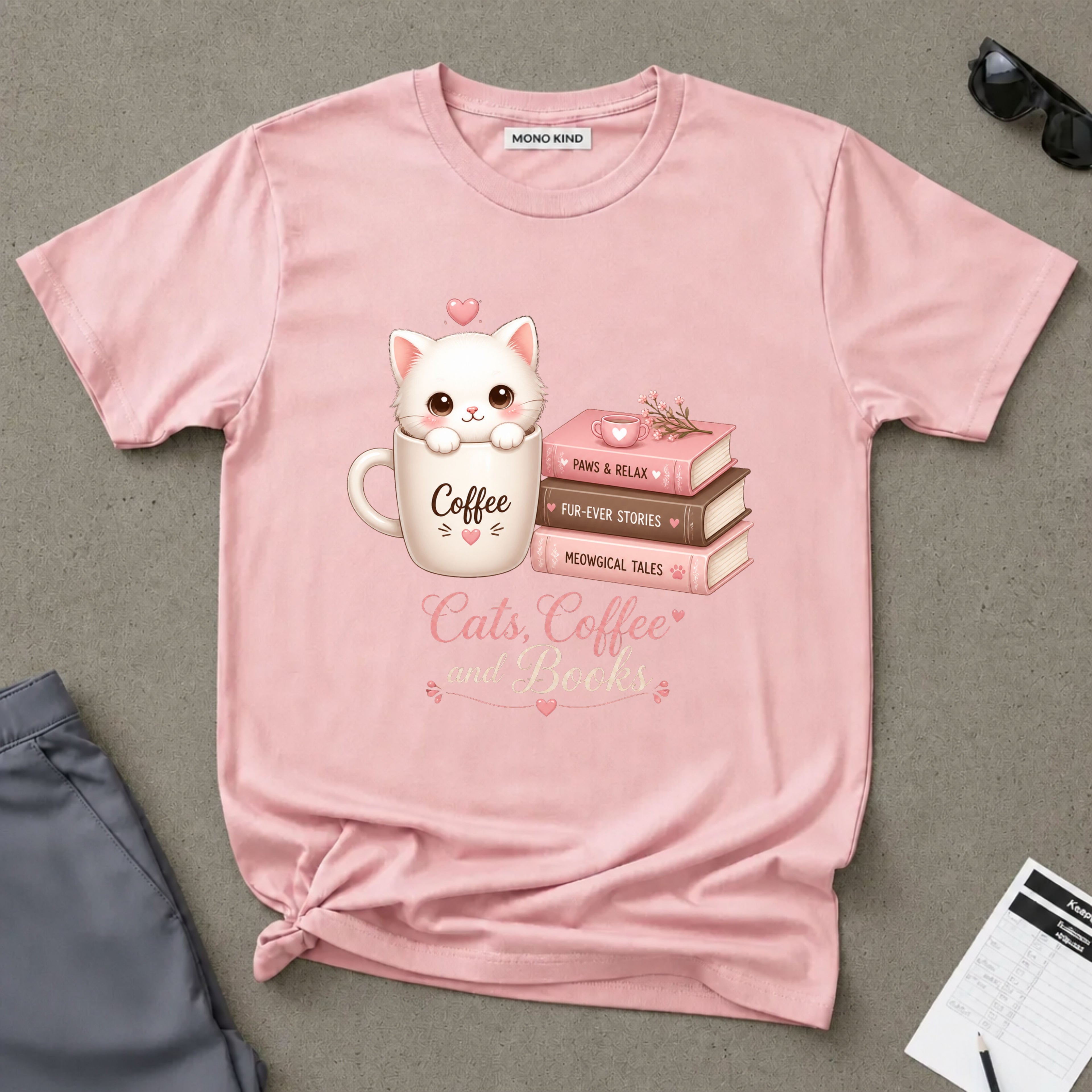 Cats, Coffee & Books T-Shirt