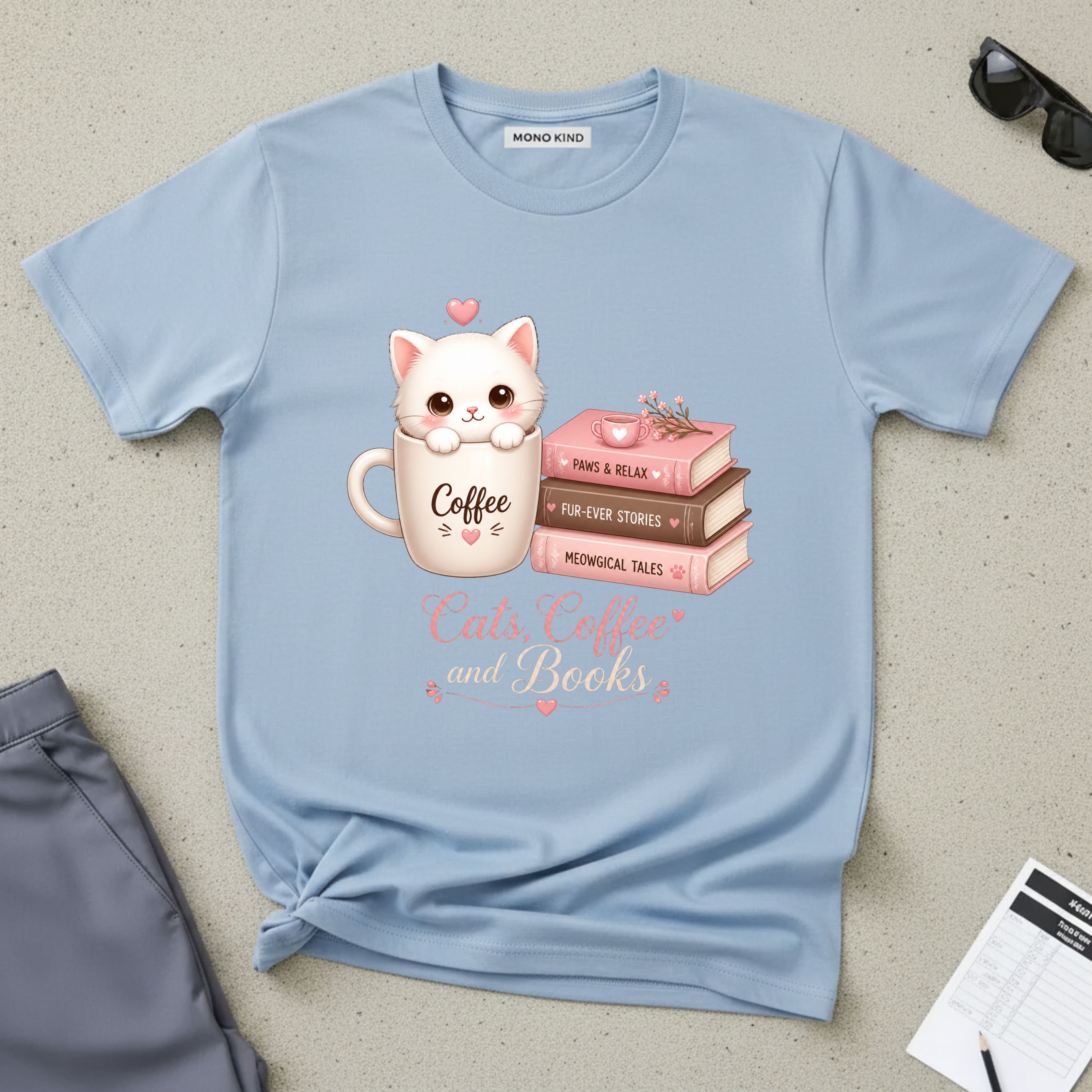 Cats, Coffee & Books T-Shirt
