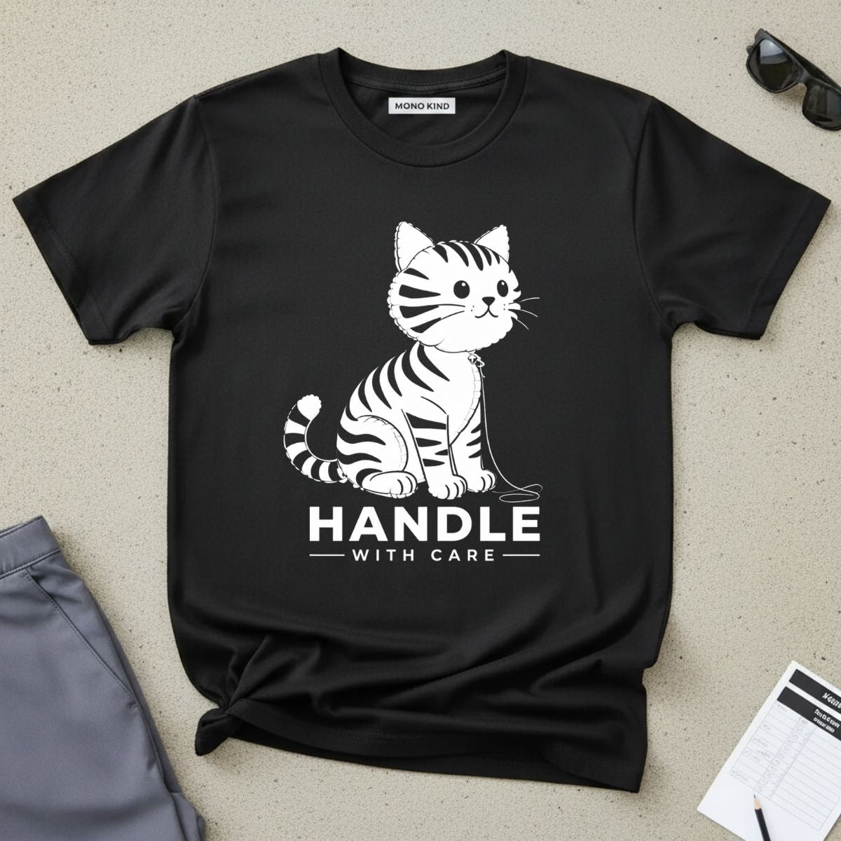Cat "Handle with Care" T-Shirt