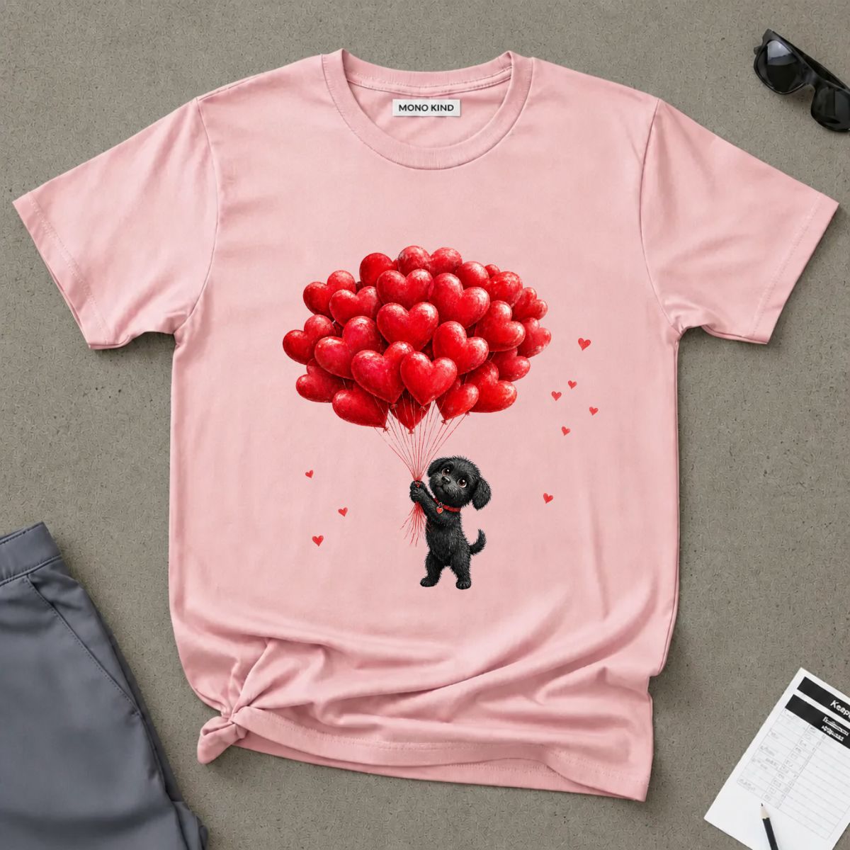 Puppy with Heart Balloons T-Shirt