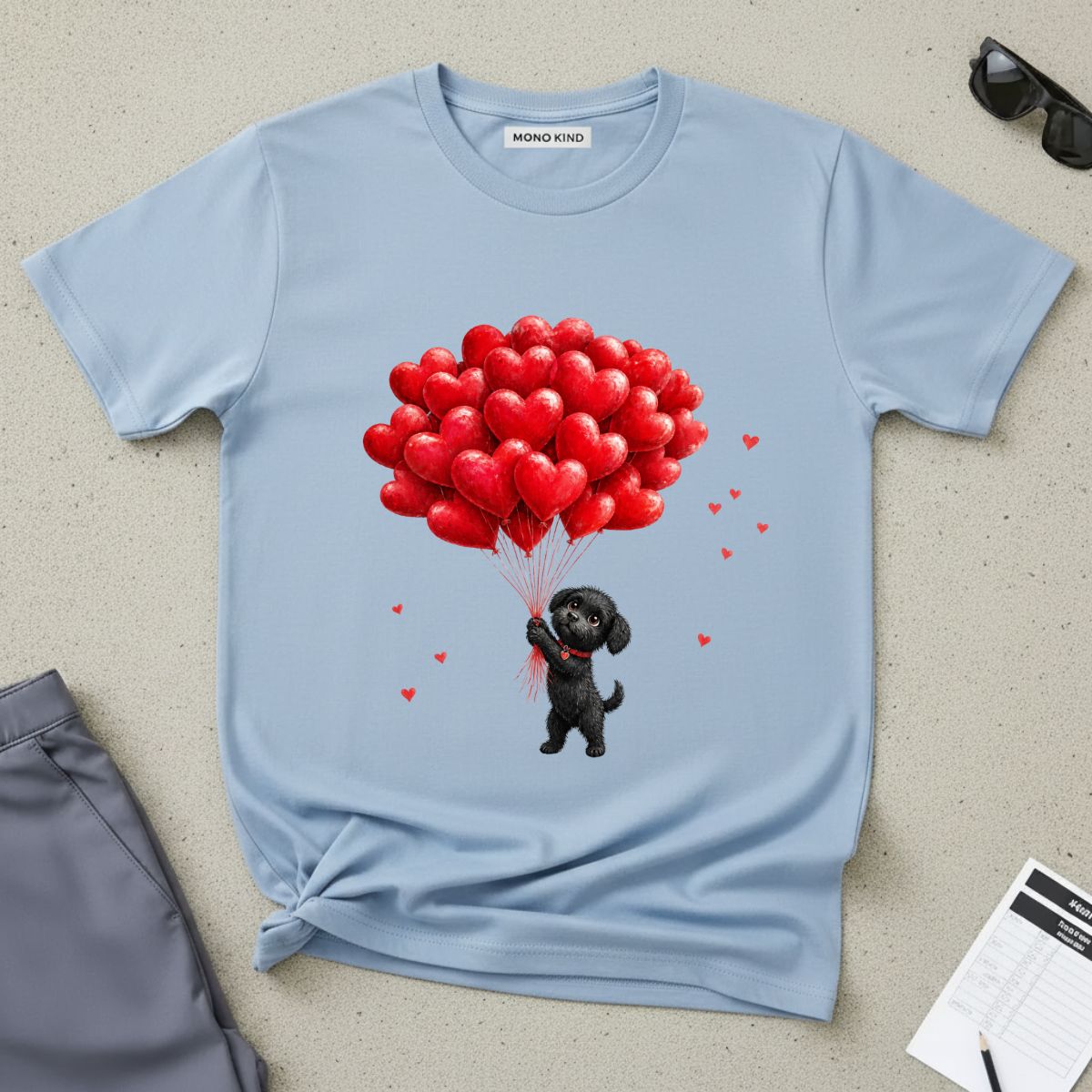 Puppy with Heart Balloons T-Shirt