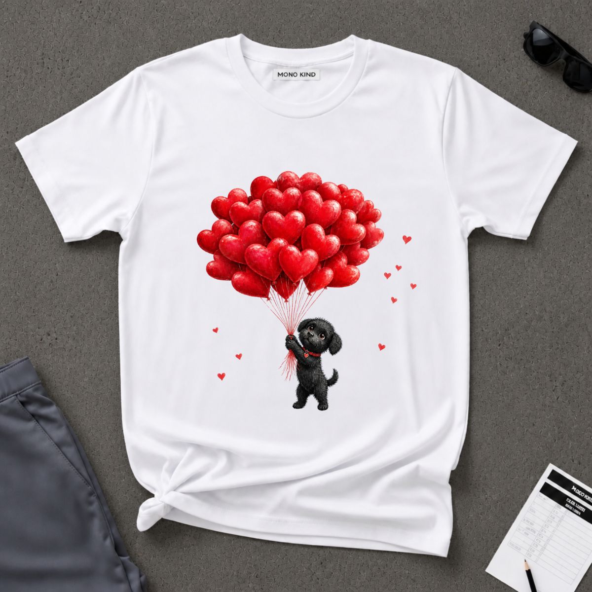 Puppy with Heart Balloons T-Shirt