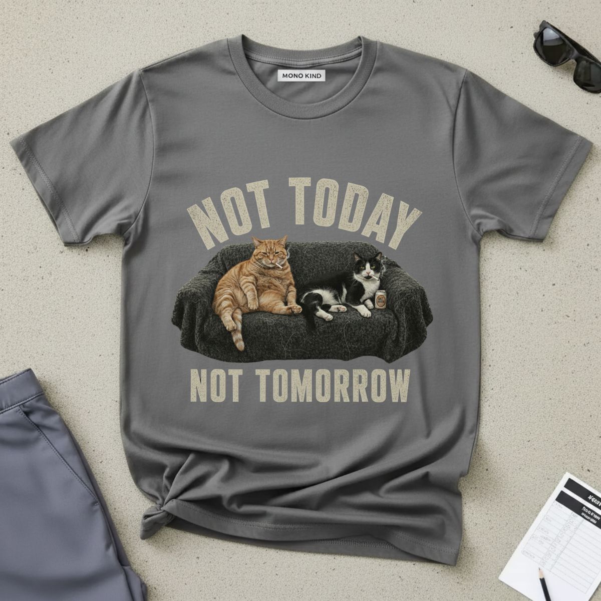 Not Today Not Tomorrow Cat Lounge T-Shirt