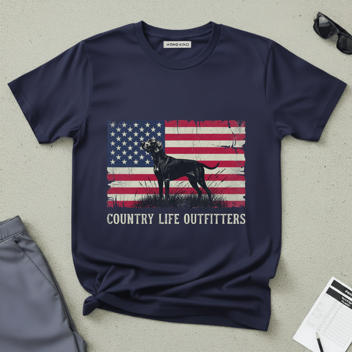 American Flag Hunting Doberman T-Shirt