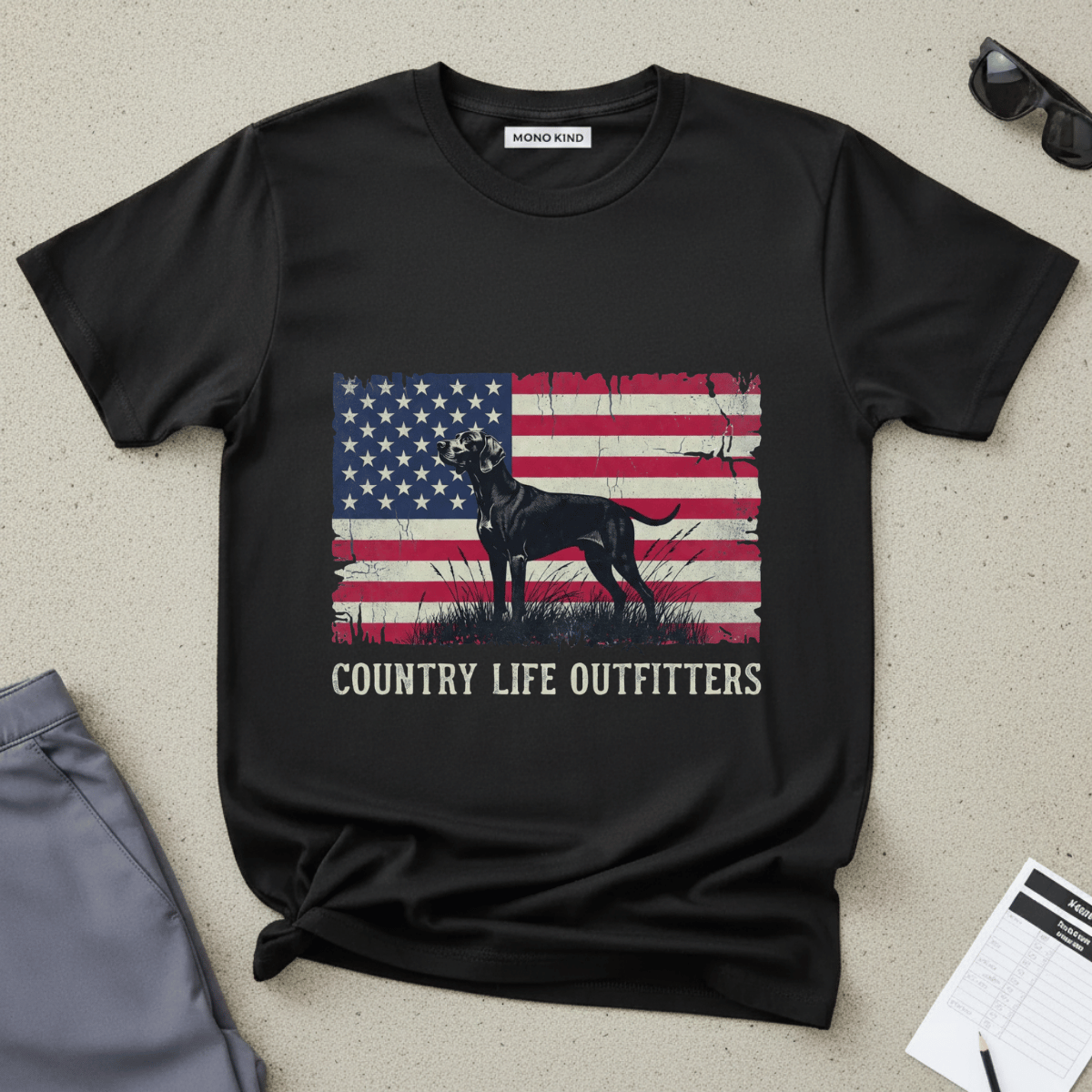 American Flag Hunting Doberman T-Shirt