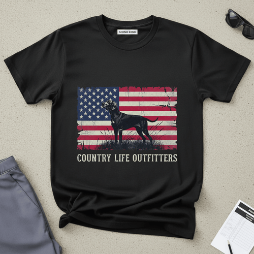American Flag Hunting Doberman T-Shirt