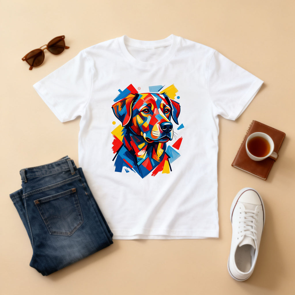 Labrador Pop-Art T-Shirt — Vibrant Multi-Color Dog Portrait