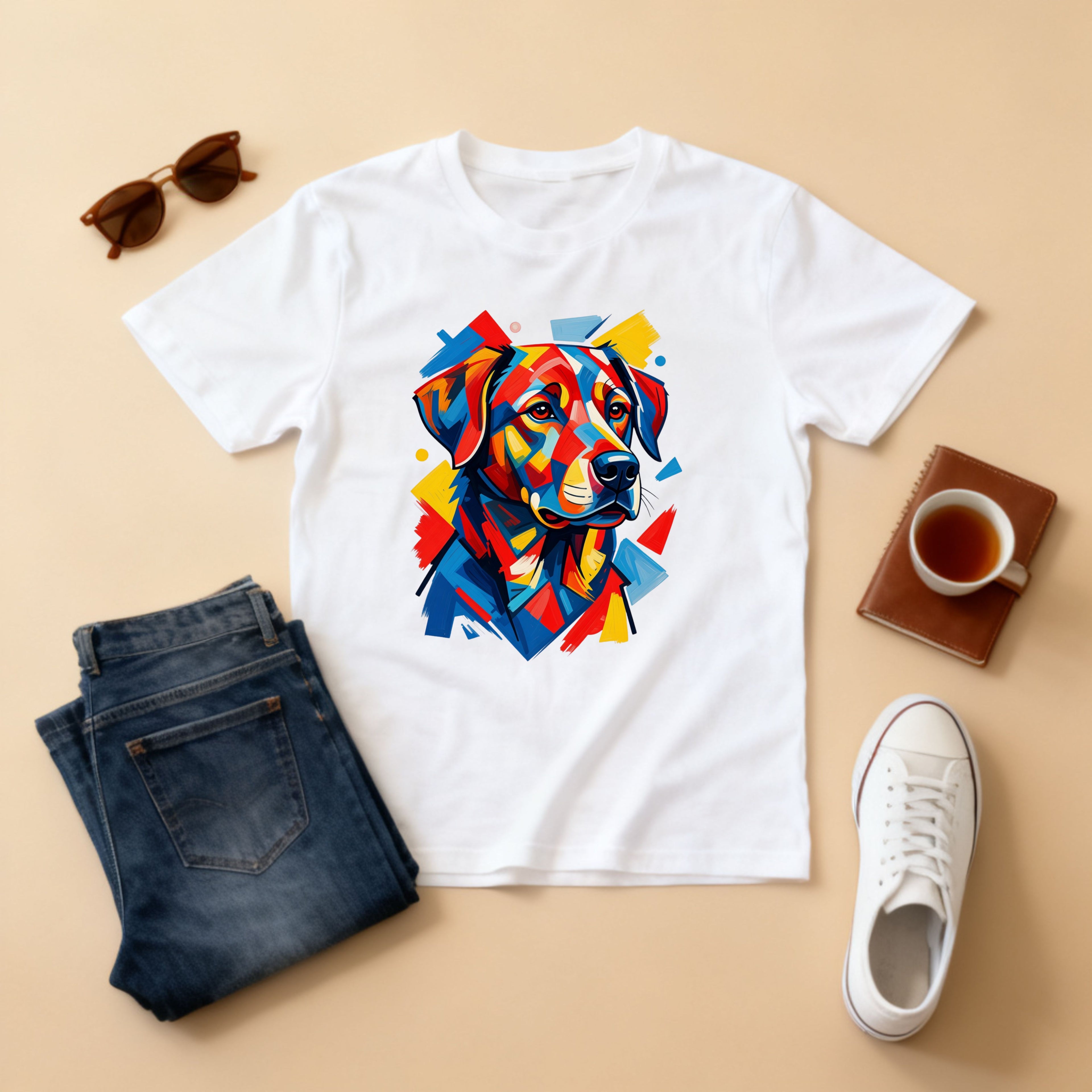 Labrador Pop-Art T-Shirt — Vibrant Multi-Color Dog Portrait