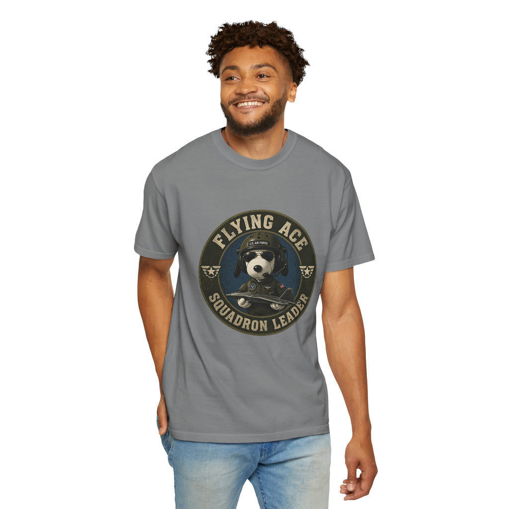Flying Ace Squadron Leader T‑Shirt — Vintage Pilot Dog Graphic