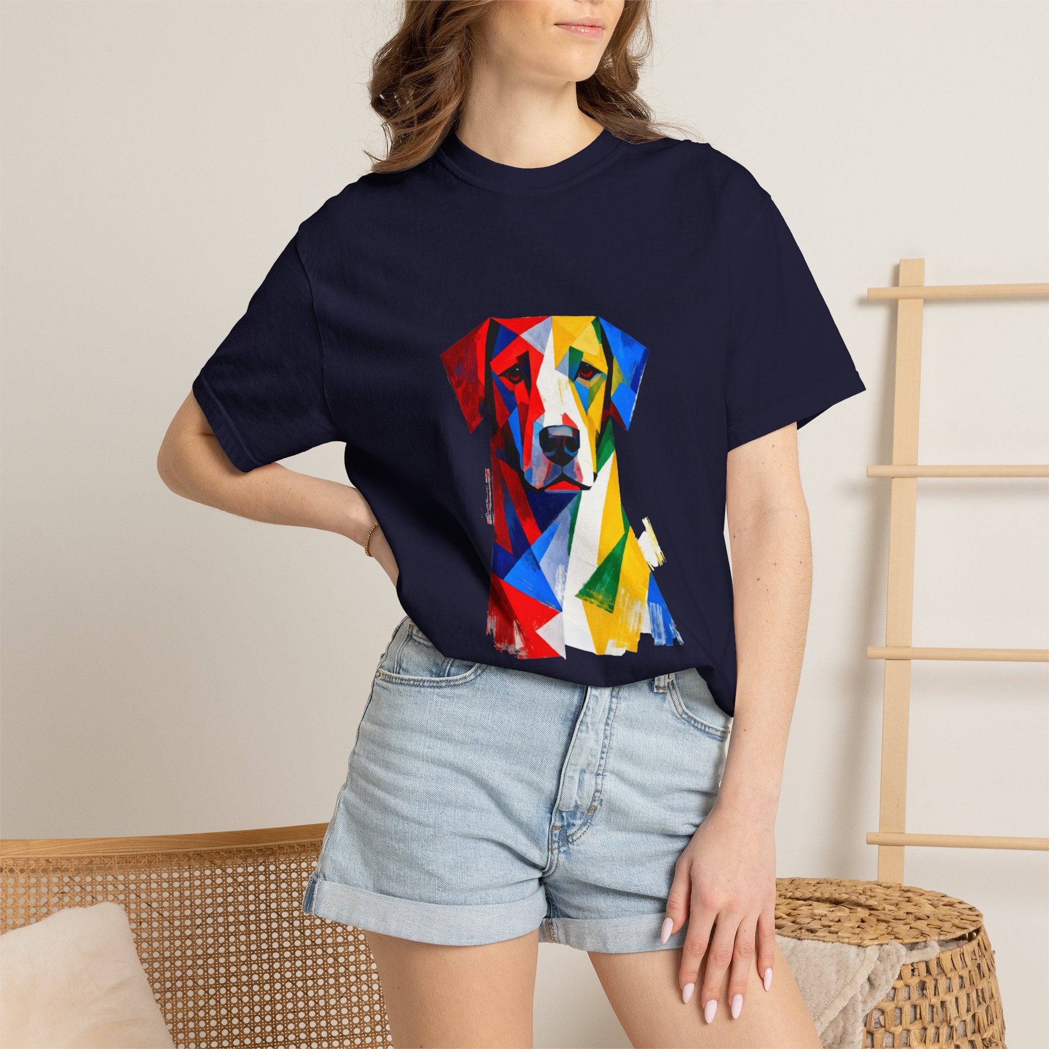 Noble Hound Geometric Dog T-Shirt — Vibrant Low-Poly Pop Art