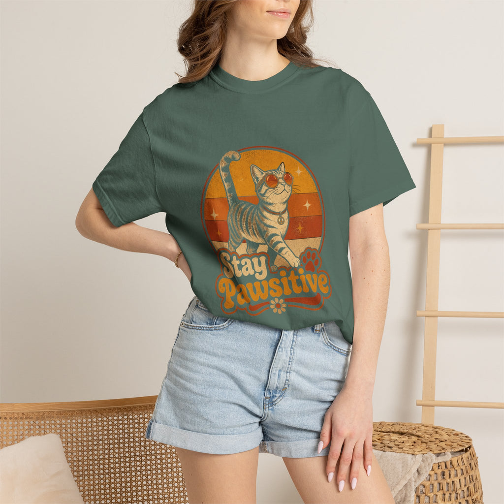 Stay Pawsitive Retro Cat T-Shirt
