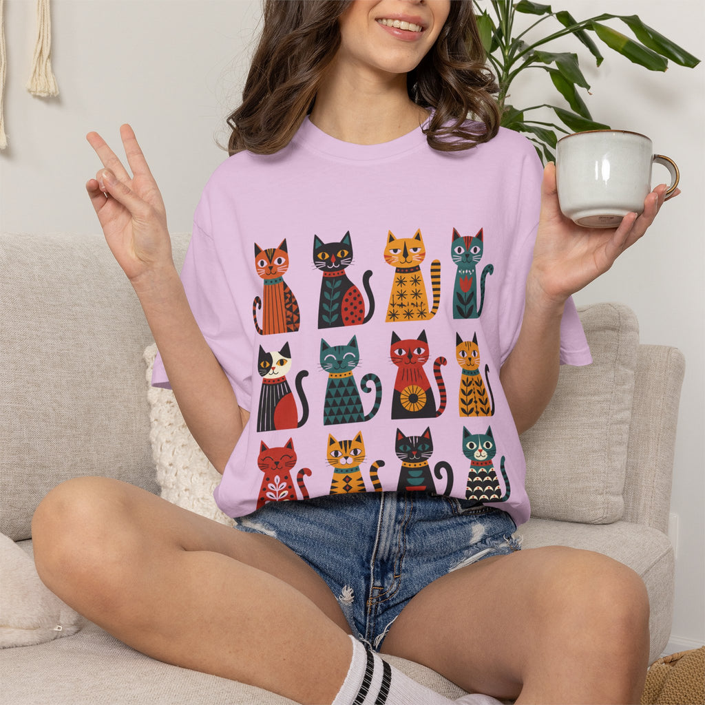 Nordic Folk Cats T-Shirt — 12 Scandinavian Patterned Cats