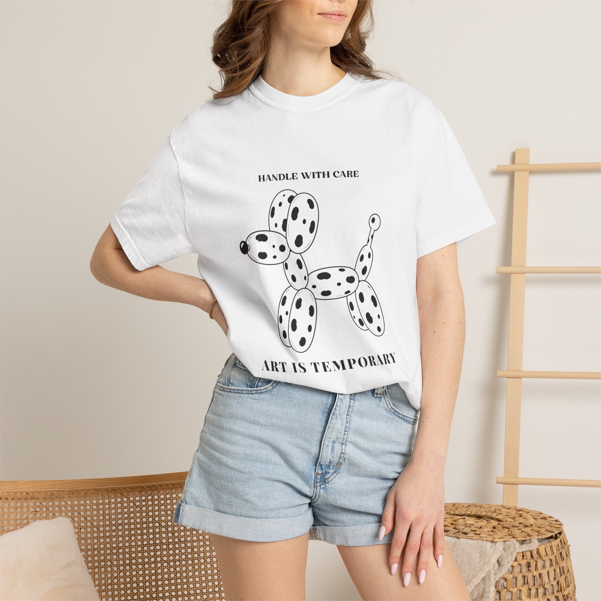 Art Is Temporary Balloon Dog T-Shirt — 'Handle With Care' Graphic Tee