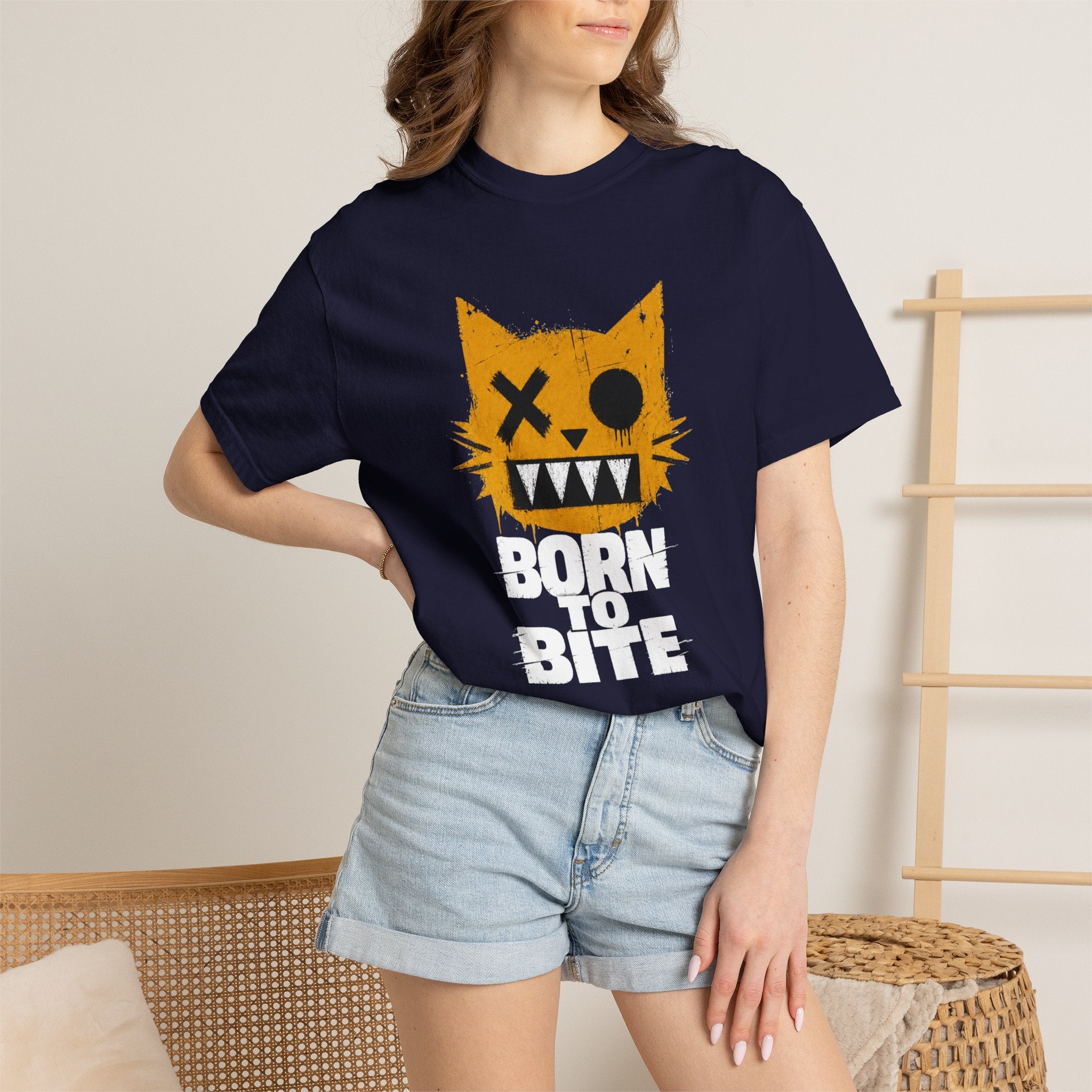 Born to Bite Cat T-Shirt — Graphic Halloween Horror Tee