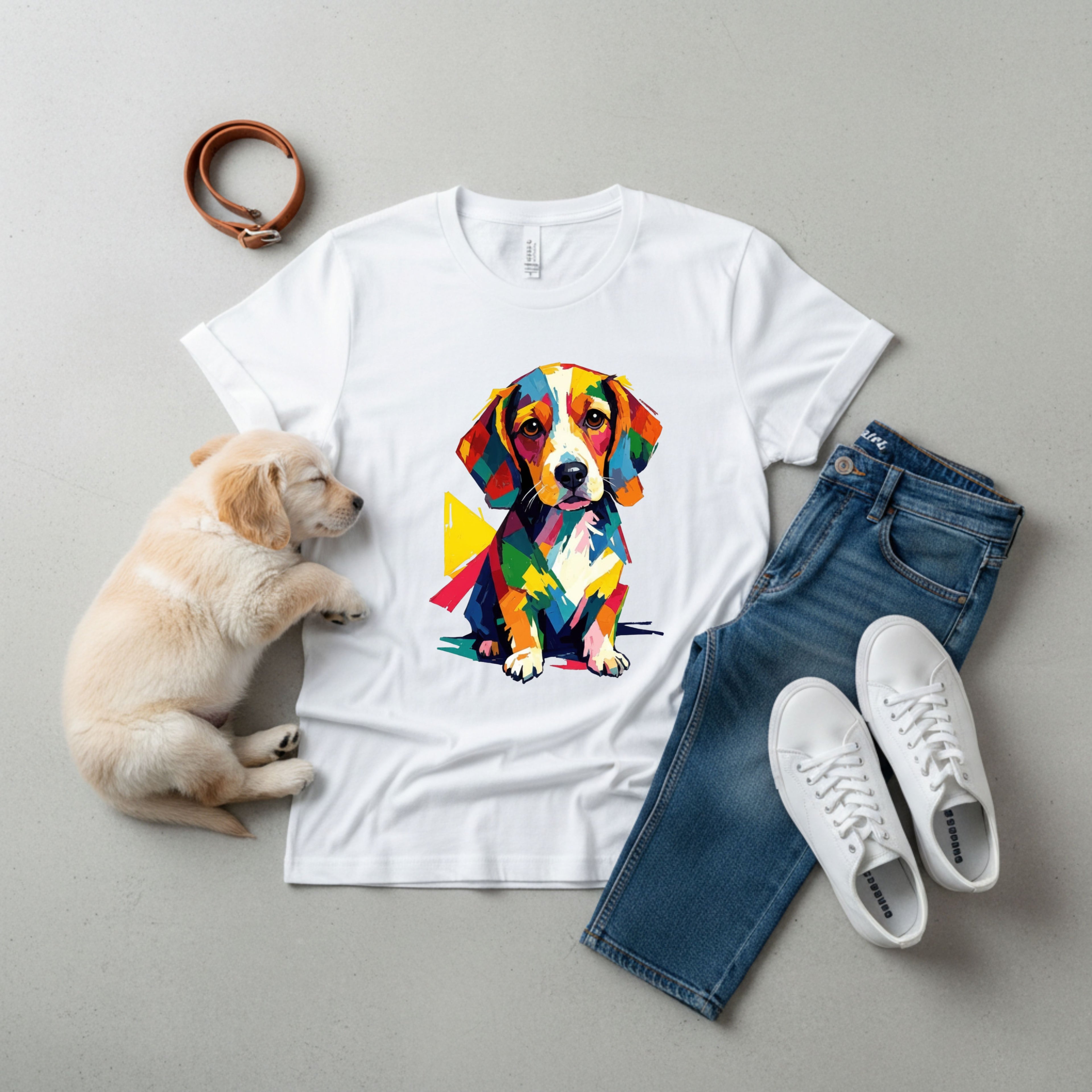 Beagle Pop Art T-Shirt — Colorful Mosaic Hound Puppy Graphic