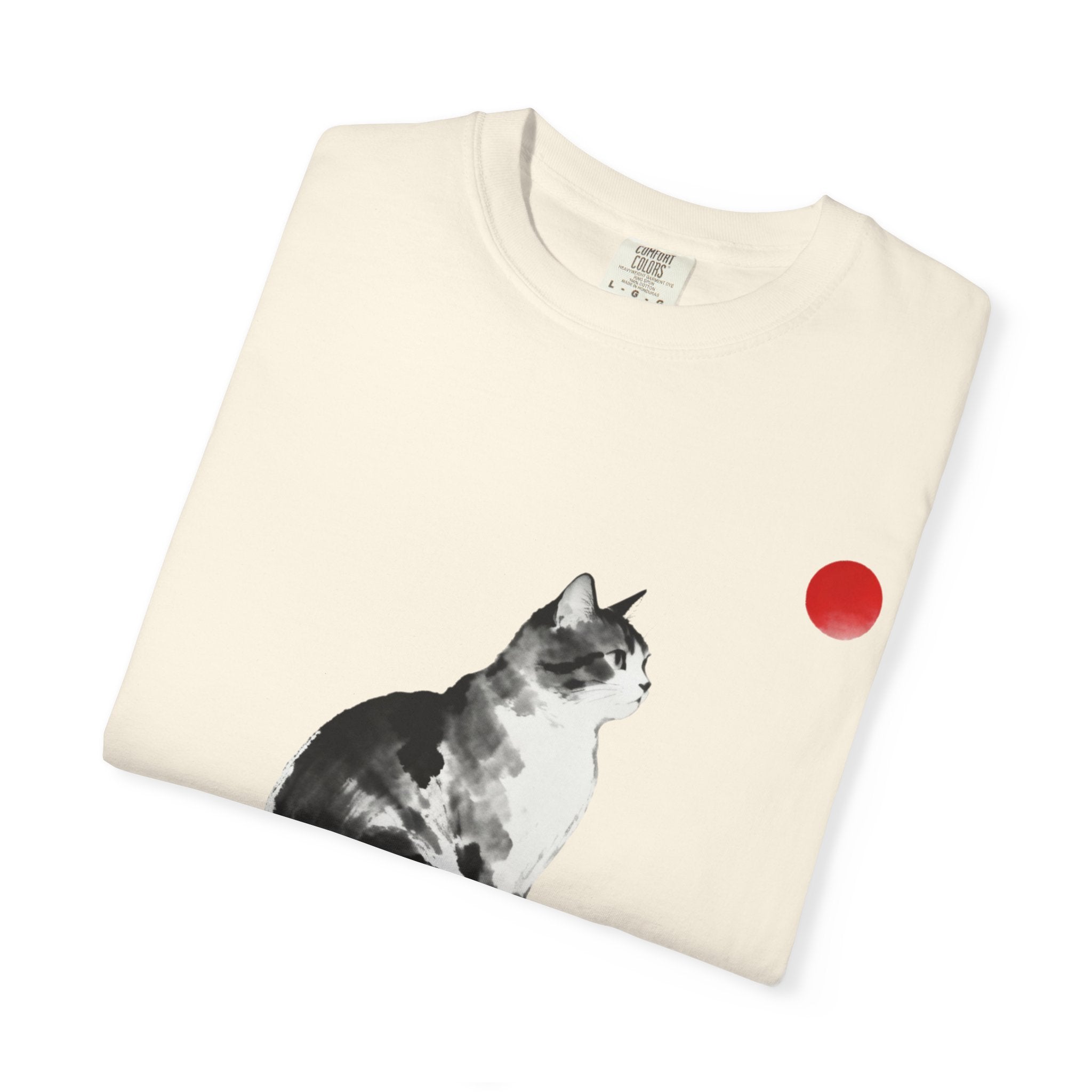 Sumi-e Tabby Cat T-Shirt — Minimalist Japanese Ink Wash Design