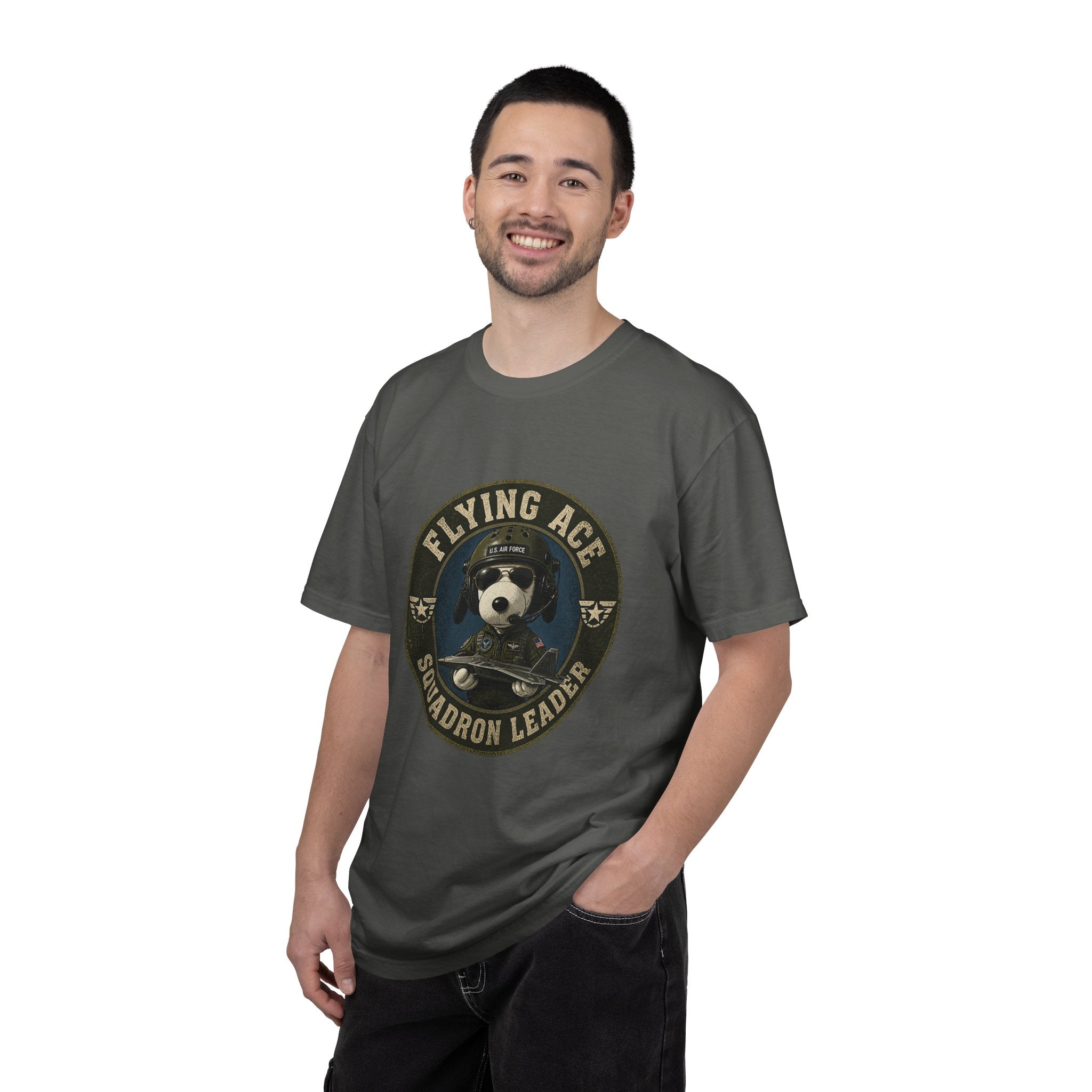 Flying Ace Squadron Leader T‑Shirt — Vintage Pilot Dog Graphic