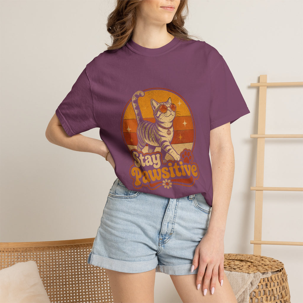 Stay Pawsitive Retro Cat T-Shirt