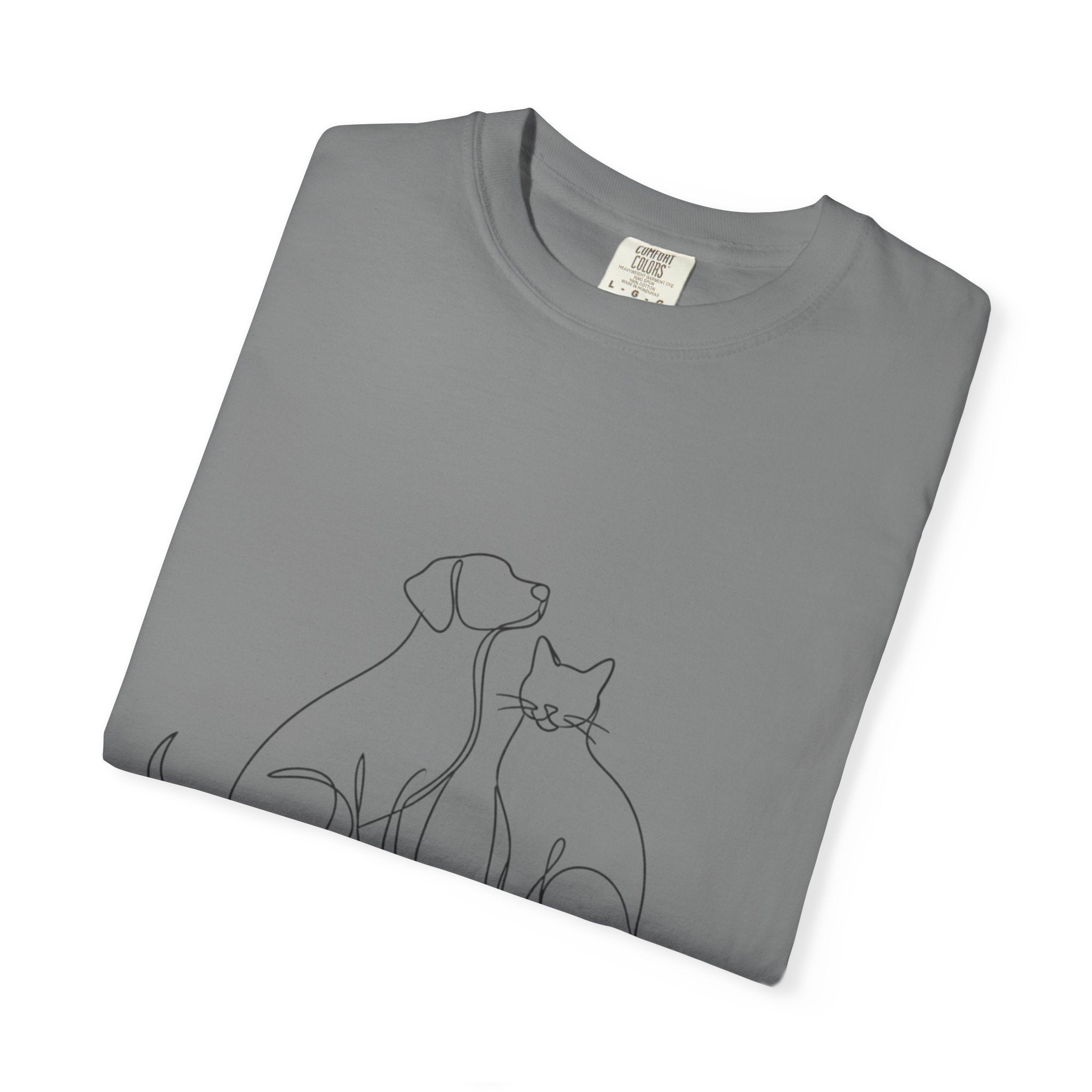 Minimal Single-Line Dog & Cat T-Shirt — Scandinavian Minimalist Pet Art