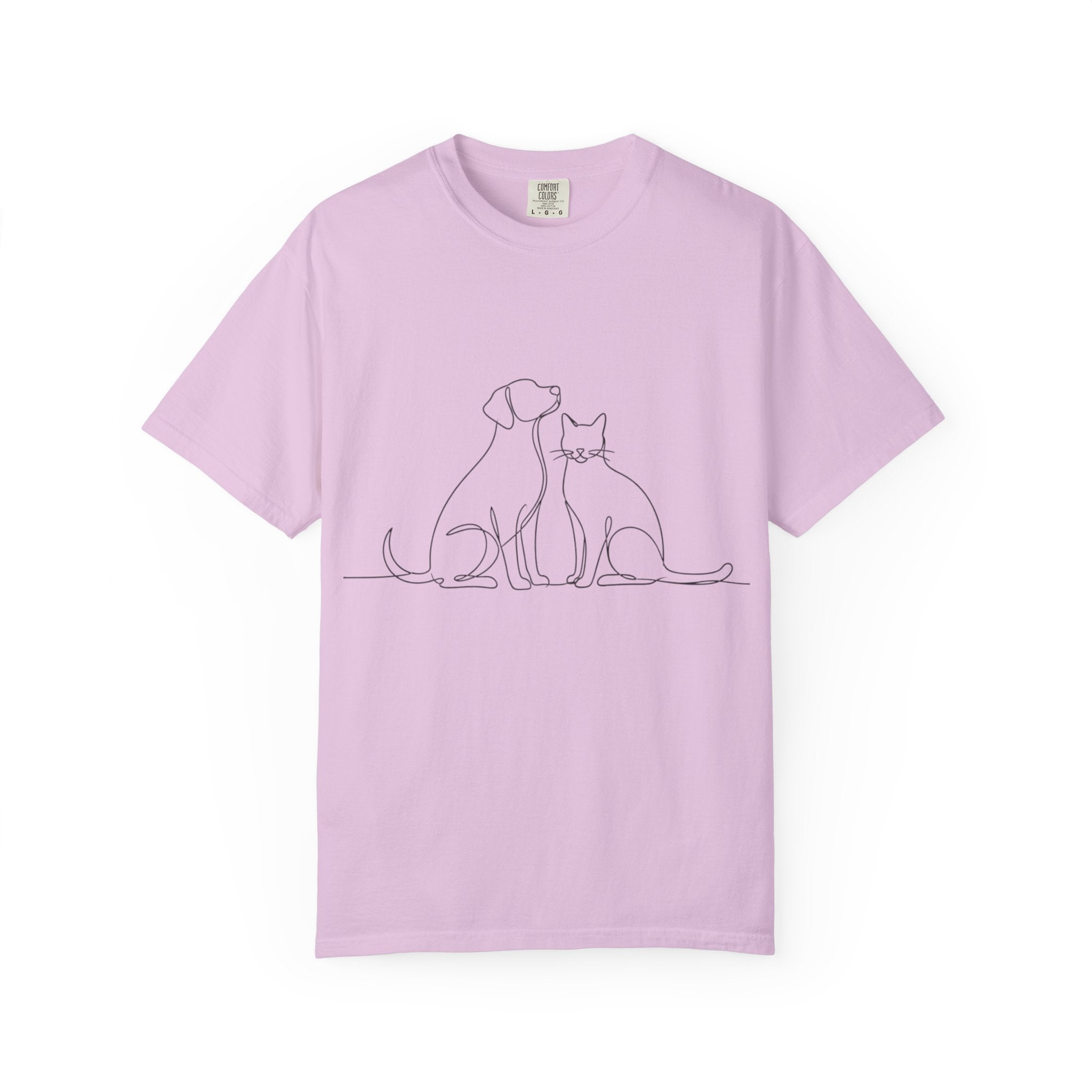Minimal Single-Line Dog & Cat T-Shirt — Scandinavian Minimalist Pet Art