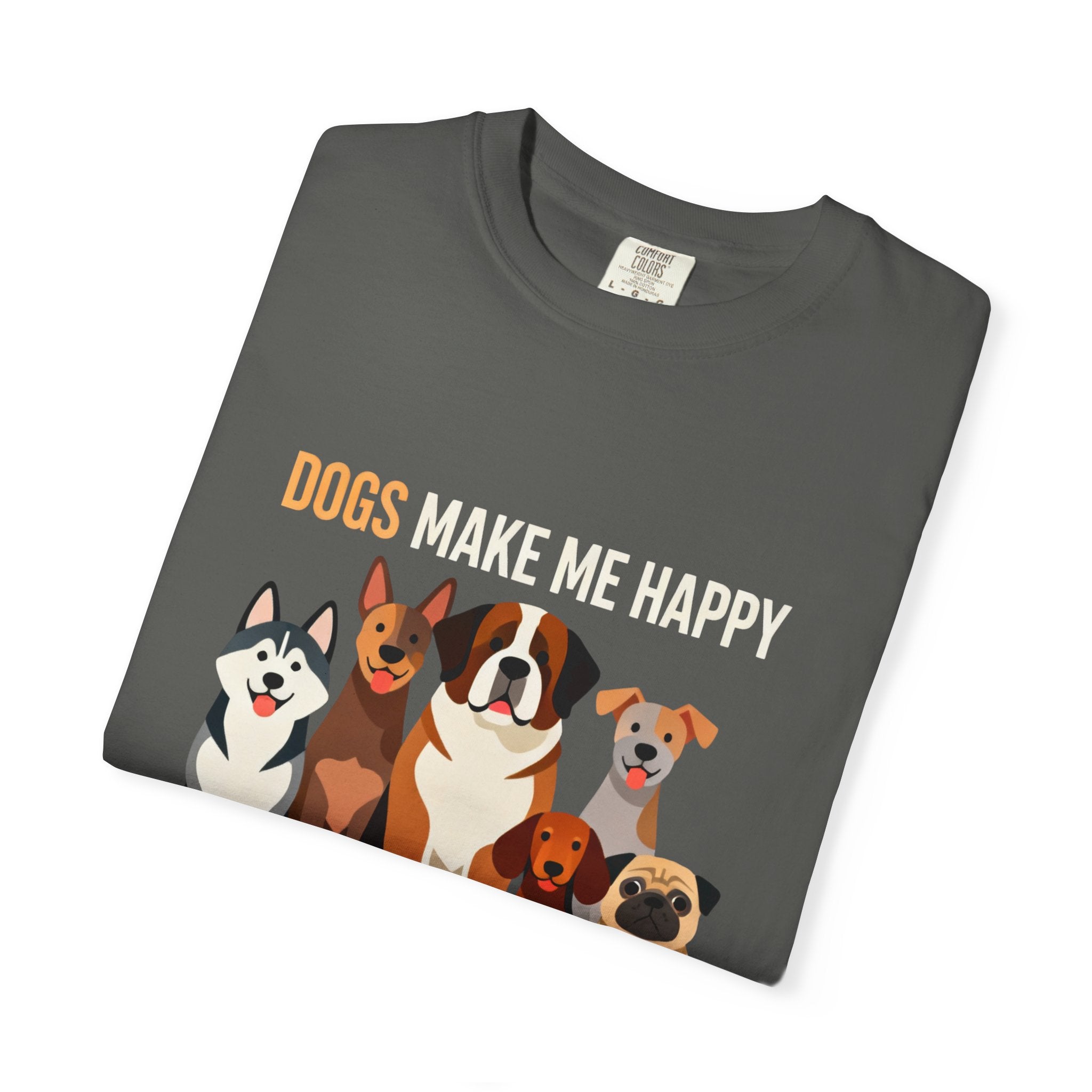Dogs Make Me Happy T-Shirt — Cute Cartoon Dogs Graphic Tee